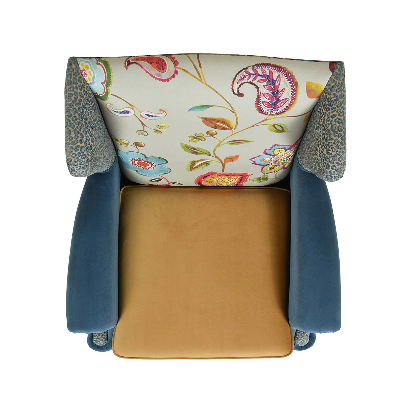Anya - Boho Chic Wingback Accent Arm Chair - Floral / Leopard / Blue Teal / Yellow Gold - Image 3