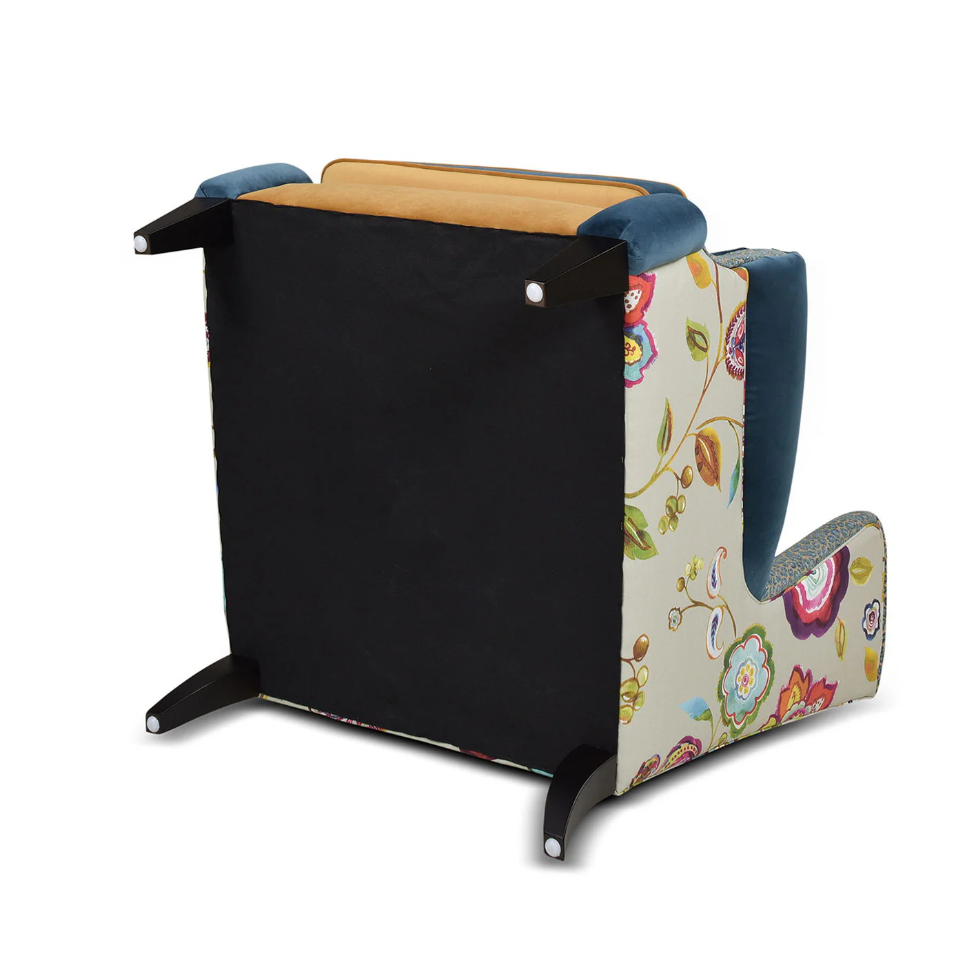 Anya - Boho Chic Wingback Accent Arm Chair - Floral / Leopard / Blue Teal / Yellow Gold - Image 8