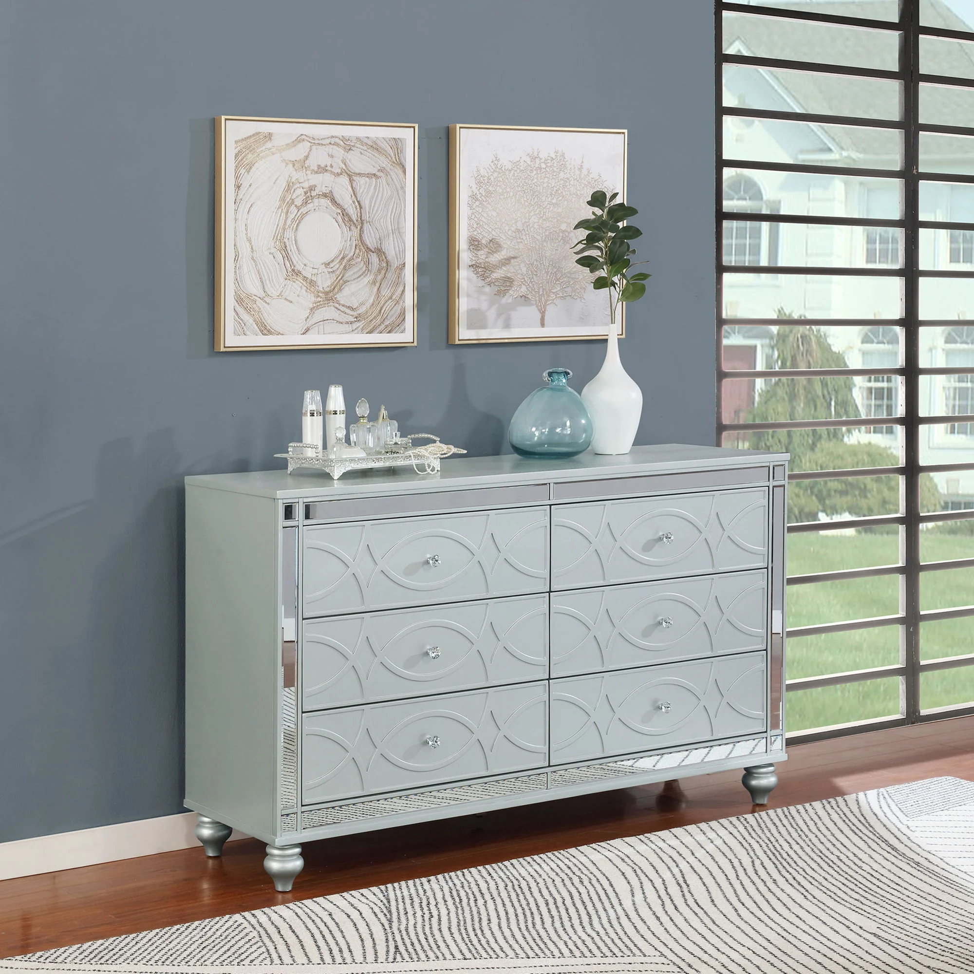 Arabesque - 6 Drawer Dresser - Silver - Image 9
