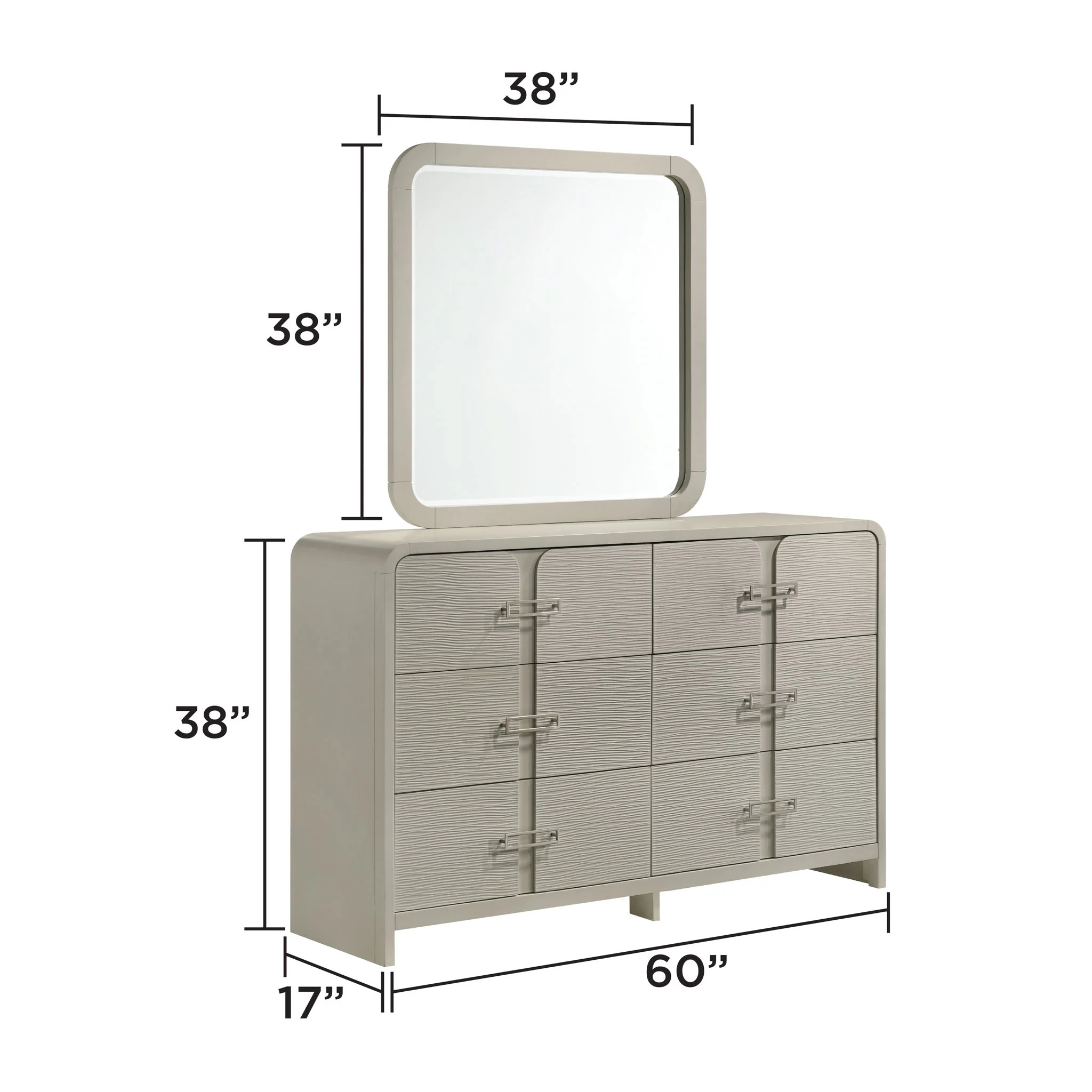 Aria - 6 Drawer Dresser - Beige - Image 8
