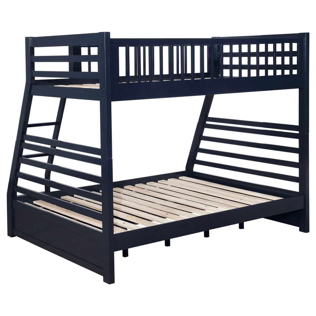 Ashton Navy Blue Twin Over Full Bunk Bed with 2 Drawers - Image 3