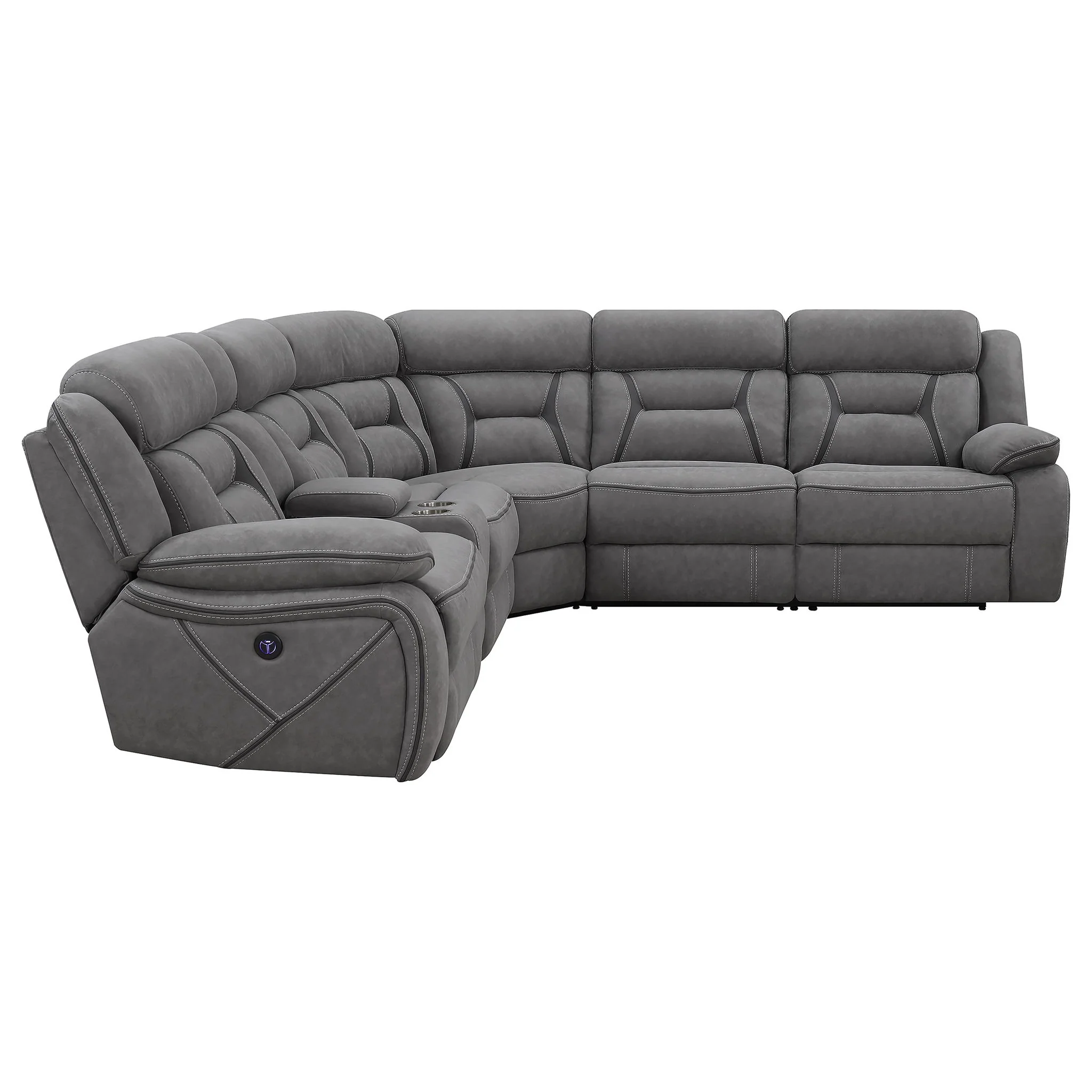 Barton - Upholstered Power Reclining Sectional Sofa - Gray - Image 7