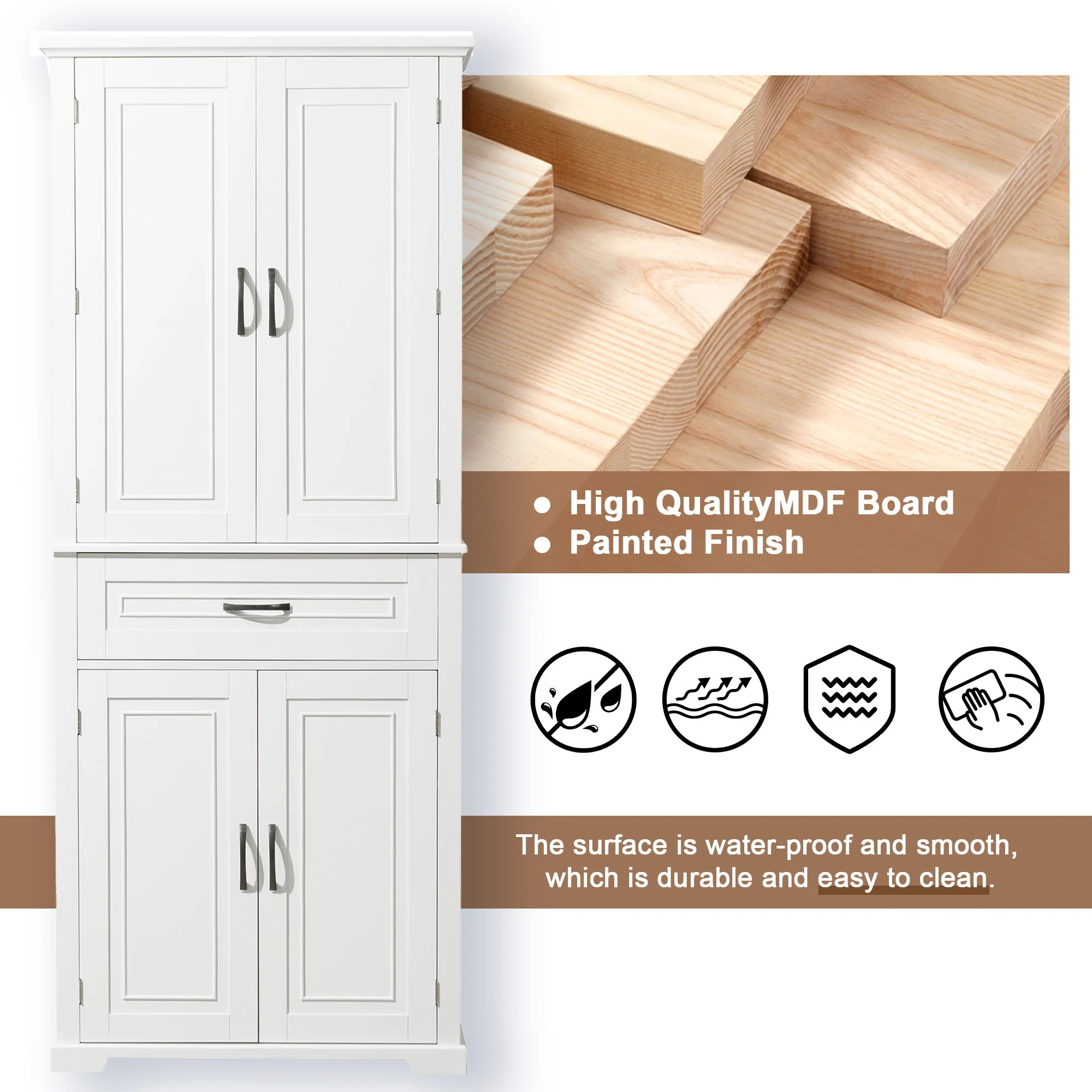 Bathroom Storage Cabinet With Doors And Drawer, Adjustable Shelf - Image 21