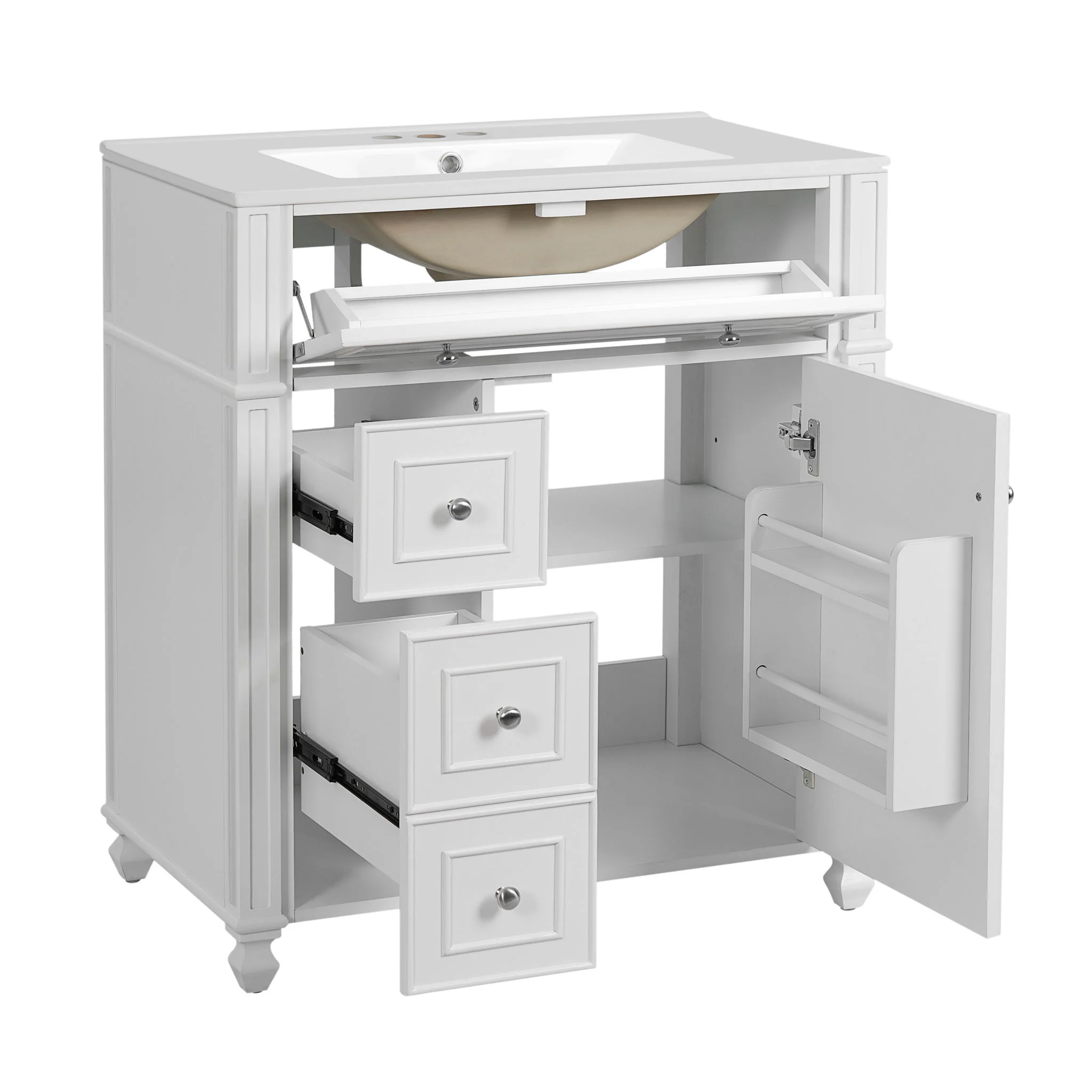 Bathroom Vanity Cabinet With Sink, Soft Close Doors With Door Organizer - Image 2