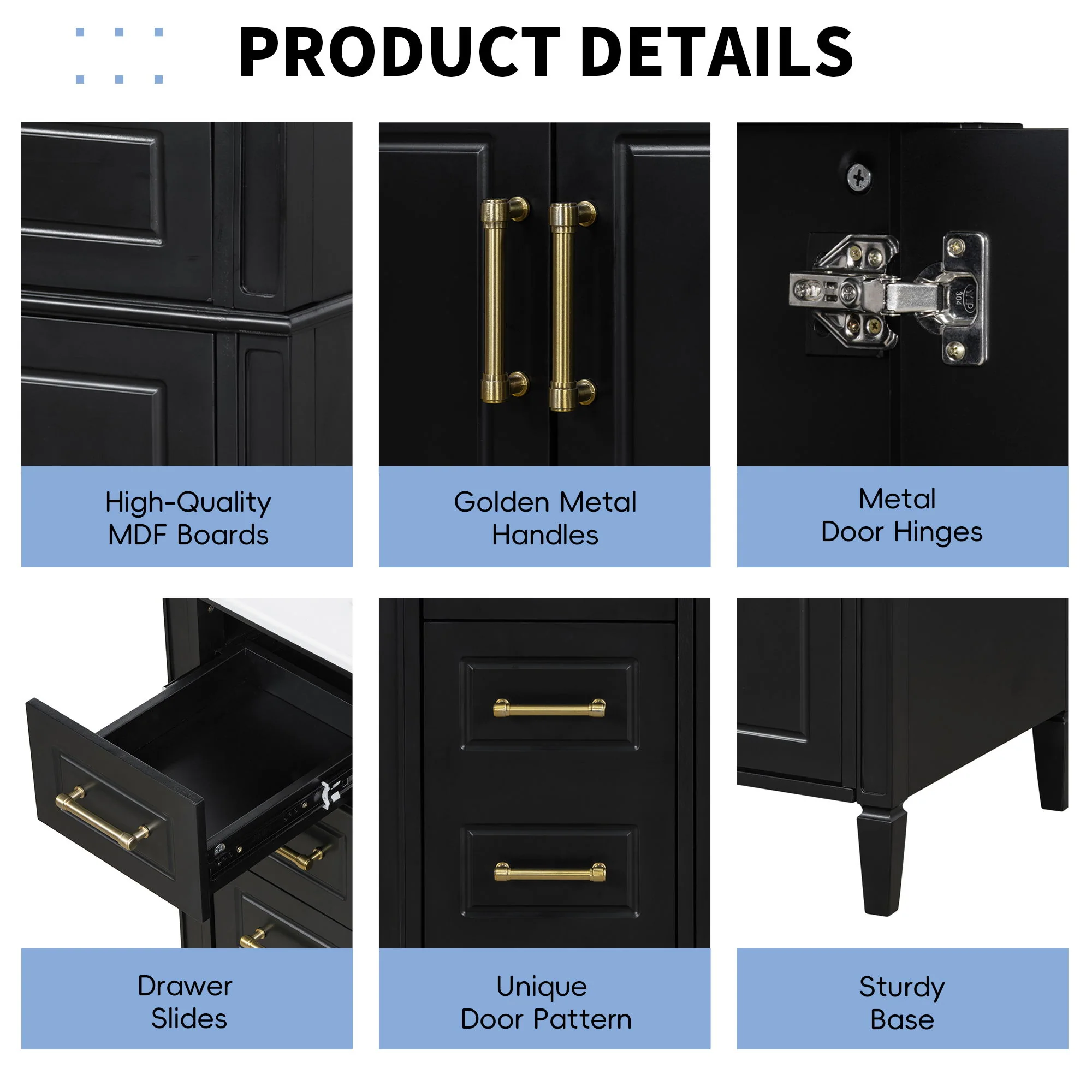 Bathroom Vanity With Sink, 4 Drawers, 2 Doors - Image 14