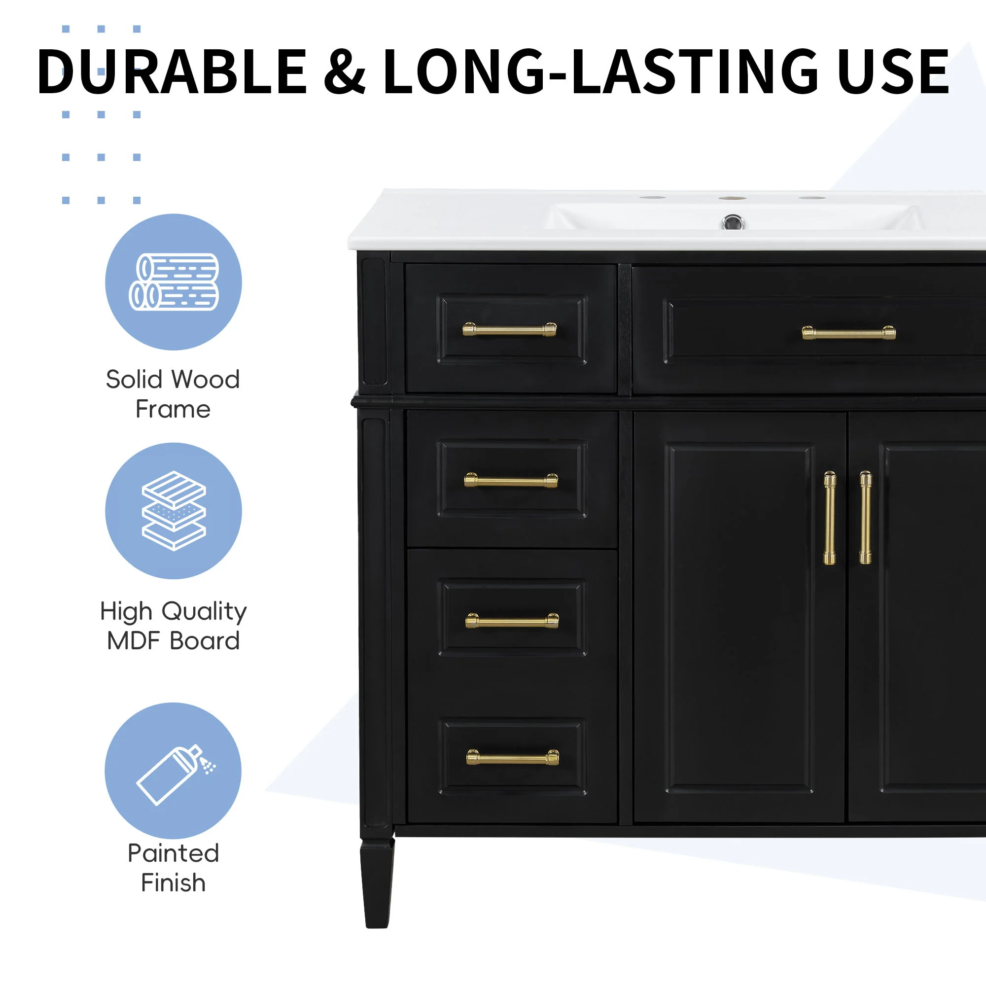 Bathroom Vanity With Sink, 4 Drawers, 2 Doors - Image 16