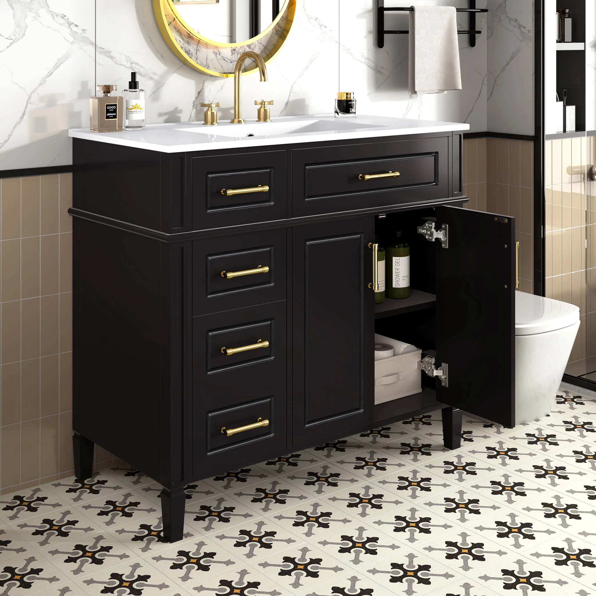 Bathroom Vanity With Sink, 4 Drawers, 2 Doors - Image 3