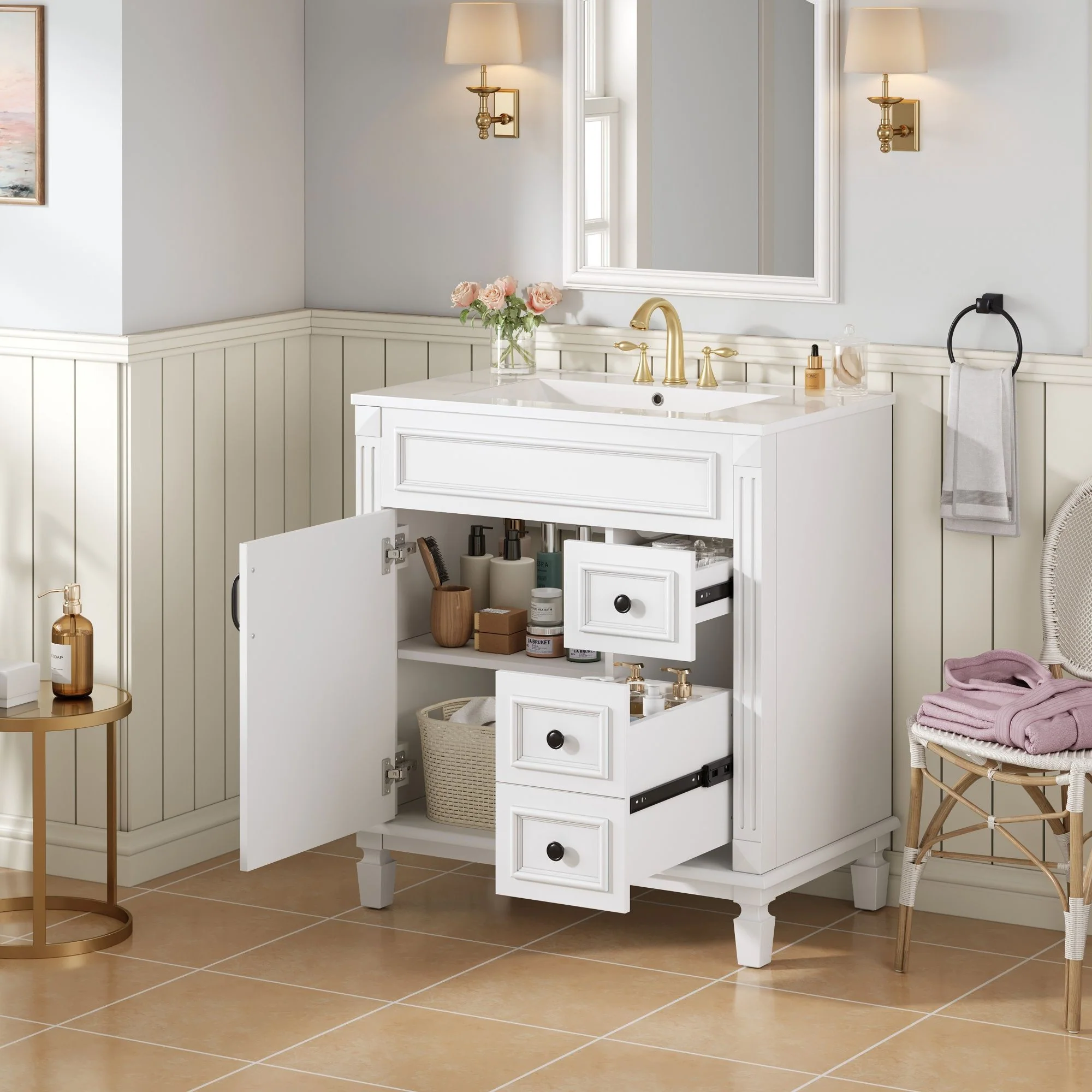 Bathroom Vanity With Sink, Cabinet With 2 Drawers And Adjustable Shelf - Image 13
