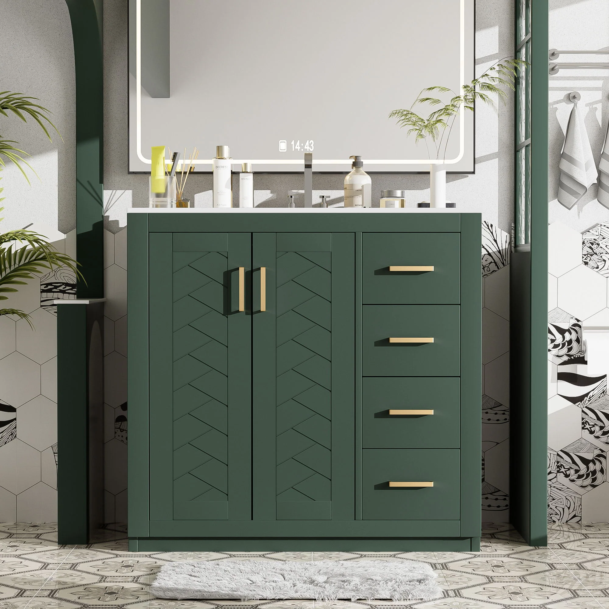 Bathroom Vanity With Sink Combo, Storage Cabinet, Freestanding Set With 3 Drawers & Soft Closing Doors - Image 45