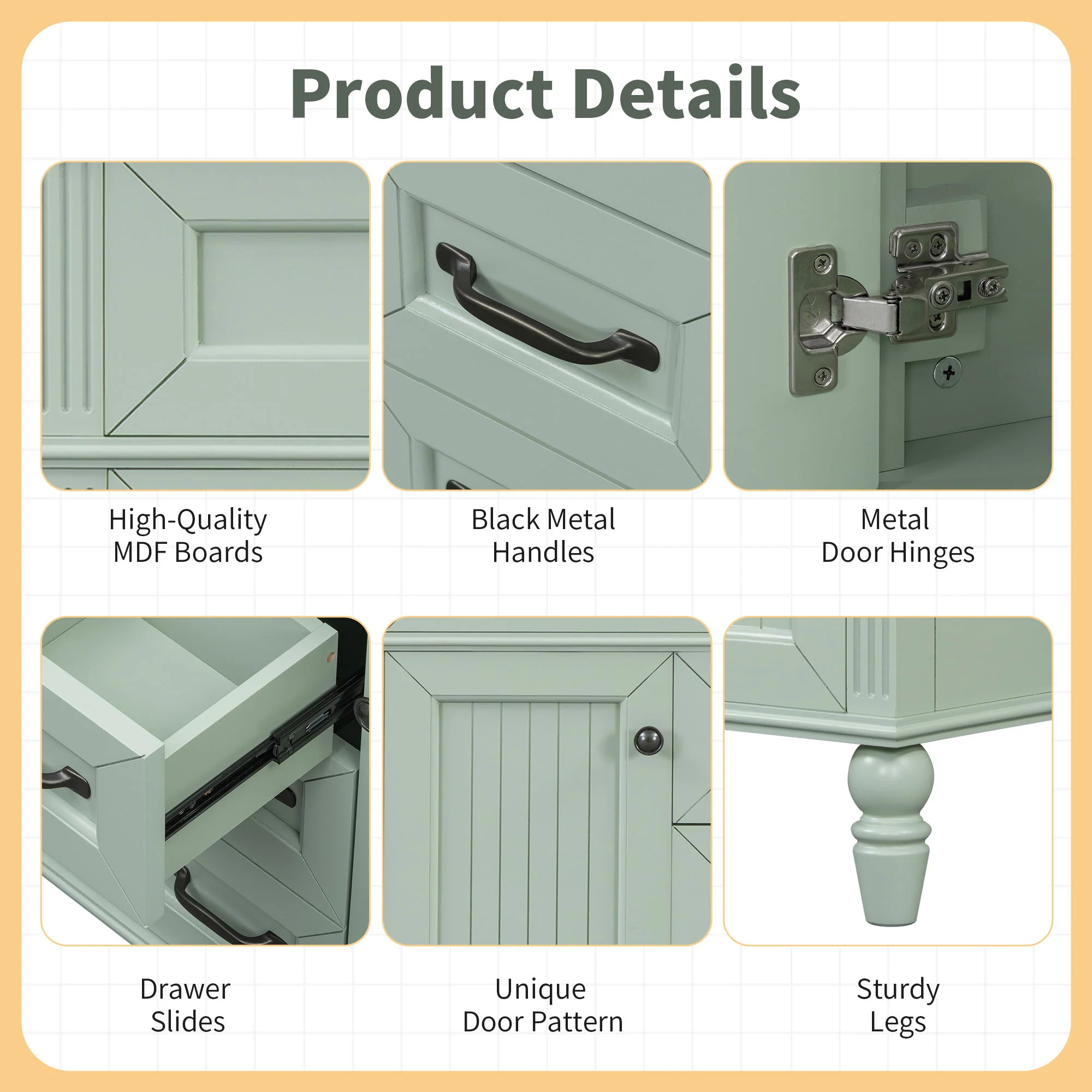 Bathroom Vanity With Sink, Flip-Out Top Drawer, Soft Close Doors, 2 Storage Drawers - Image 16