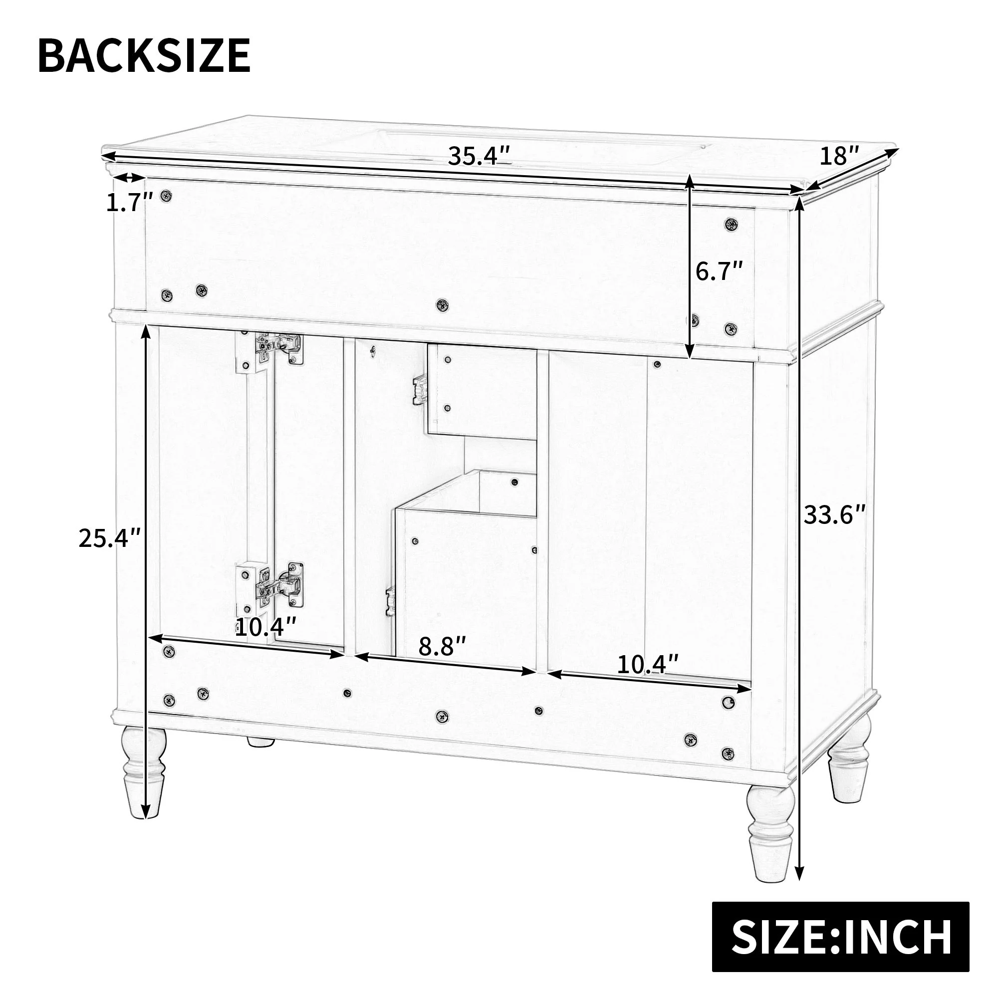 Bathroom Vanity With Sink, Flip-Out Top Drawer, Soft Close Doors, 2 Storage Drawers - Image 22