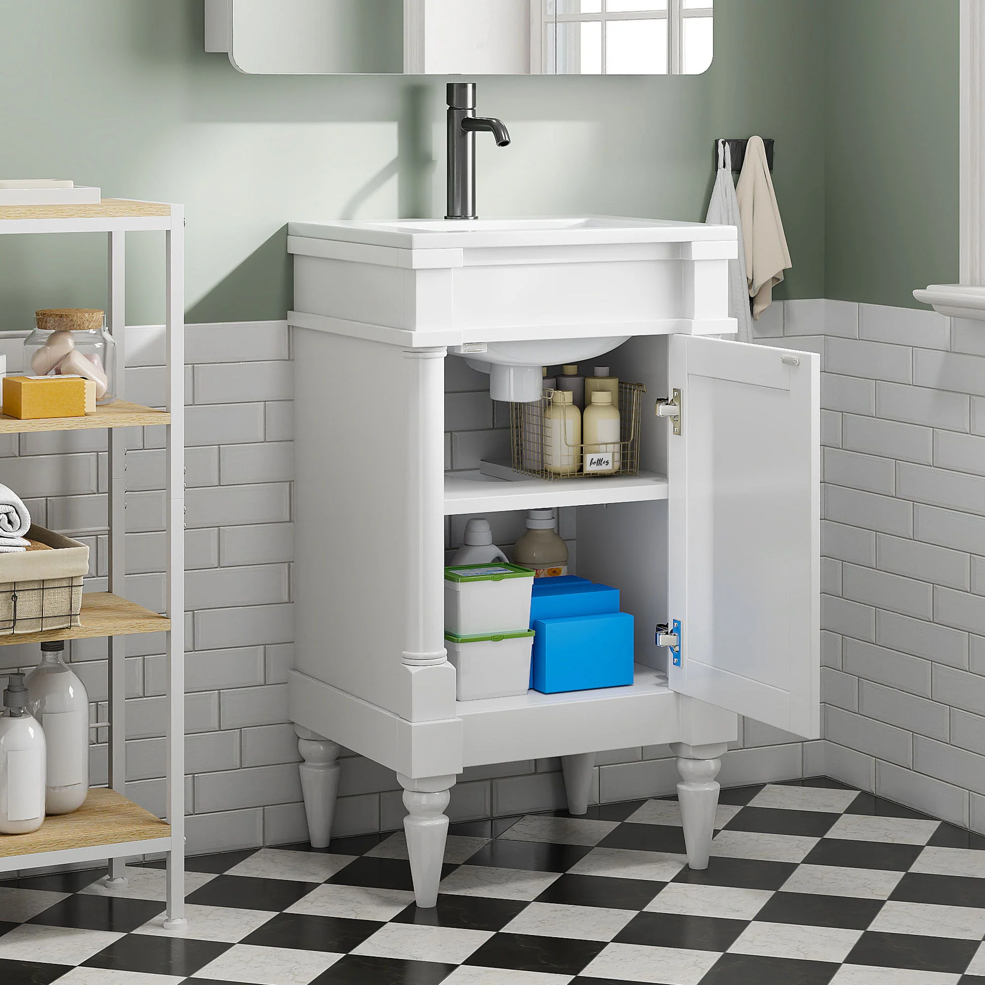 Bathroom Vanity With Sink, Storage Cabinet With Door, Drop In Sink, Compact Freestanding Design - Image 17