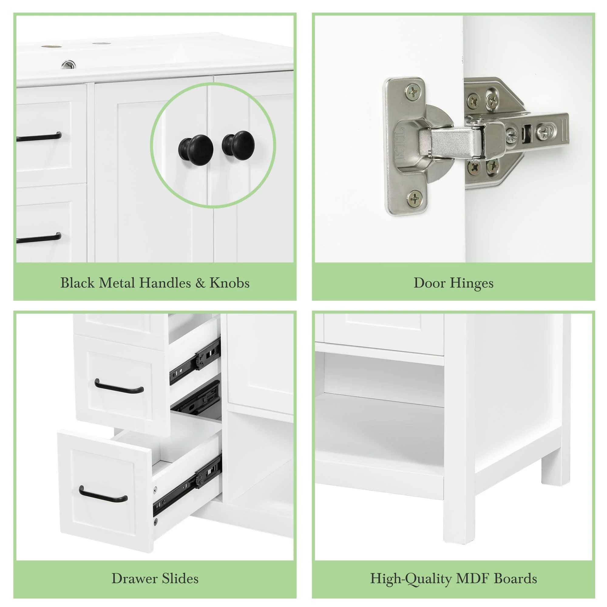 Bathroom Vanity With Sink Top, Bathroom Vanity Cabinet With 2 Doors And 2 Drawers, Open Shelf - Image 51