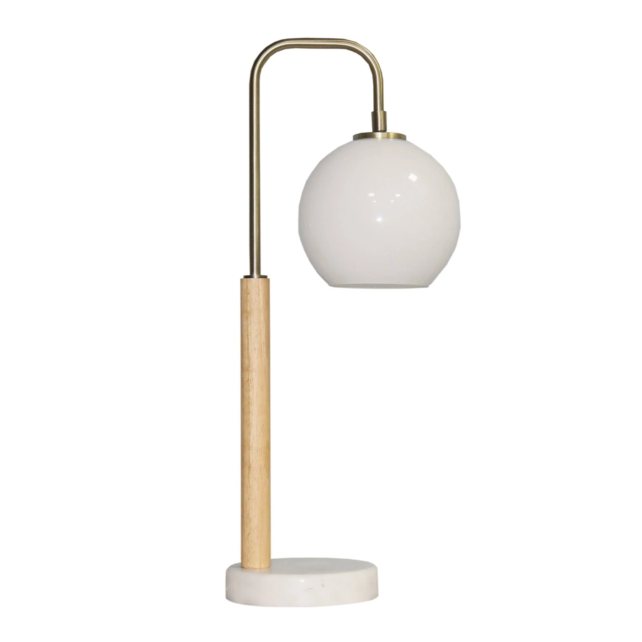 Bedside Table Lamp With Globe Lampshade - White - Image 3