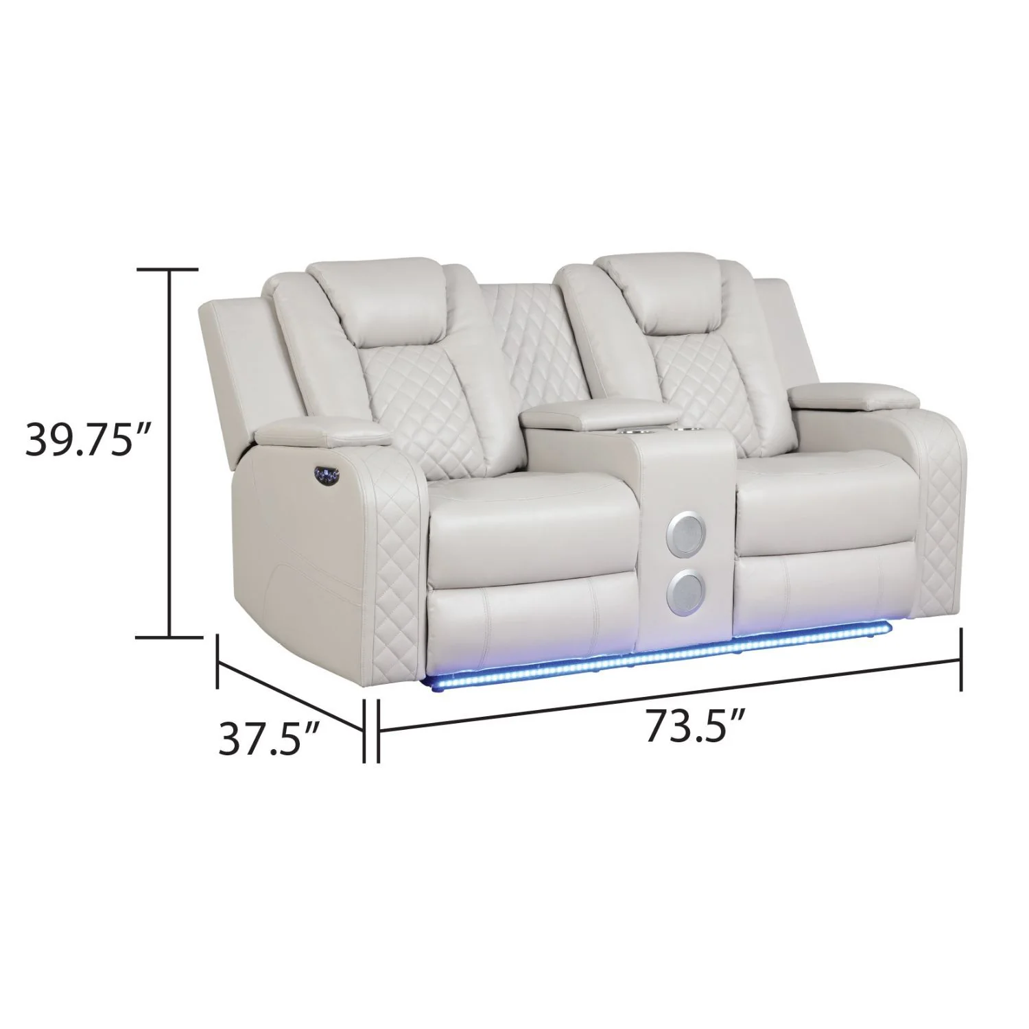 Benz - Power Reclining Loveseat & LED Lighting And Built In USB - Image 4
