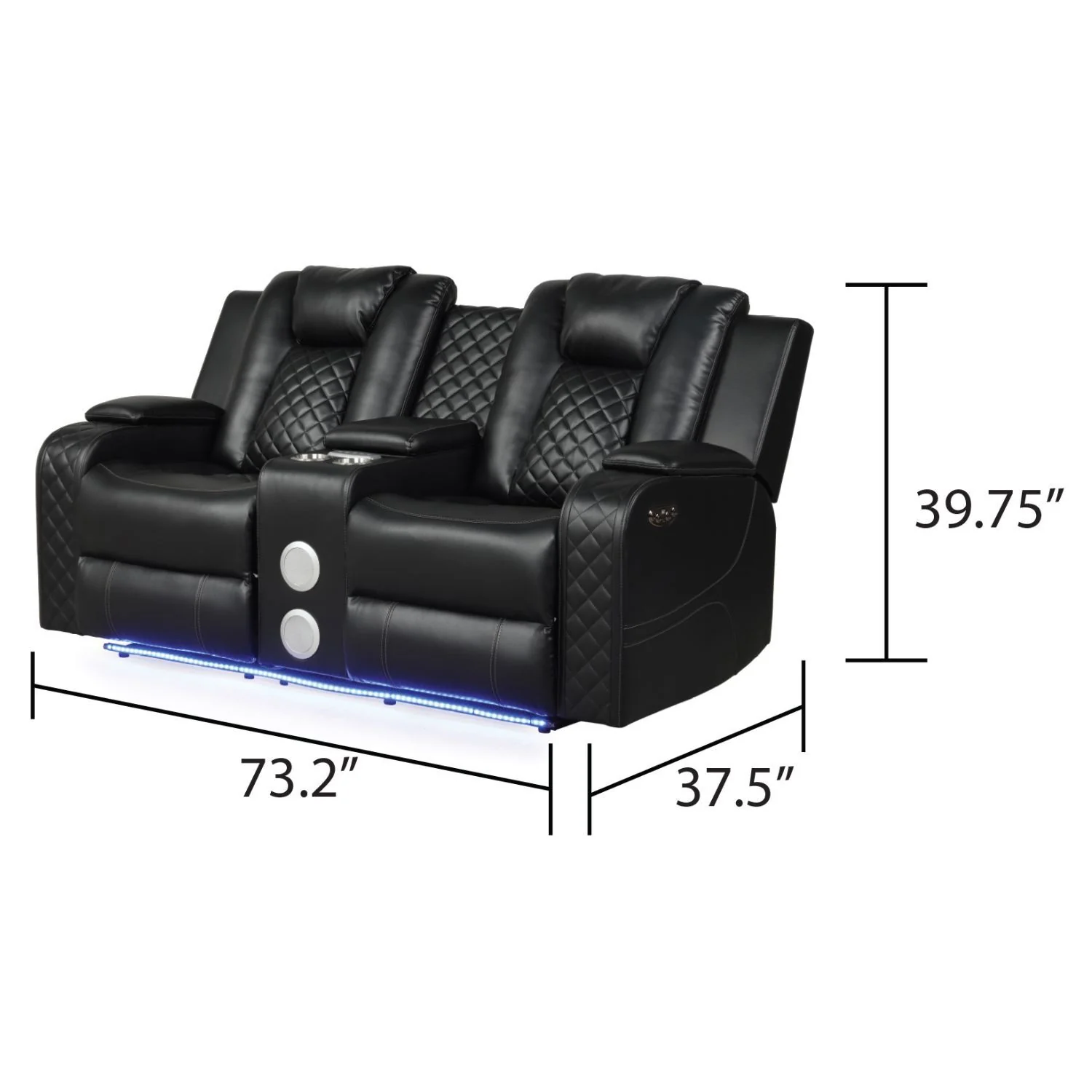 Benz - Power Reclining Loveseat & LED Lighting And Built In USB - Image 7