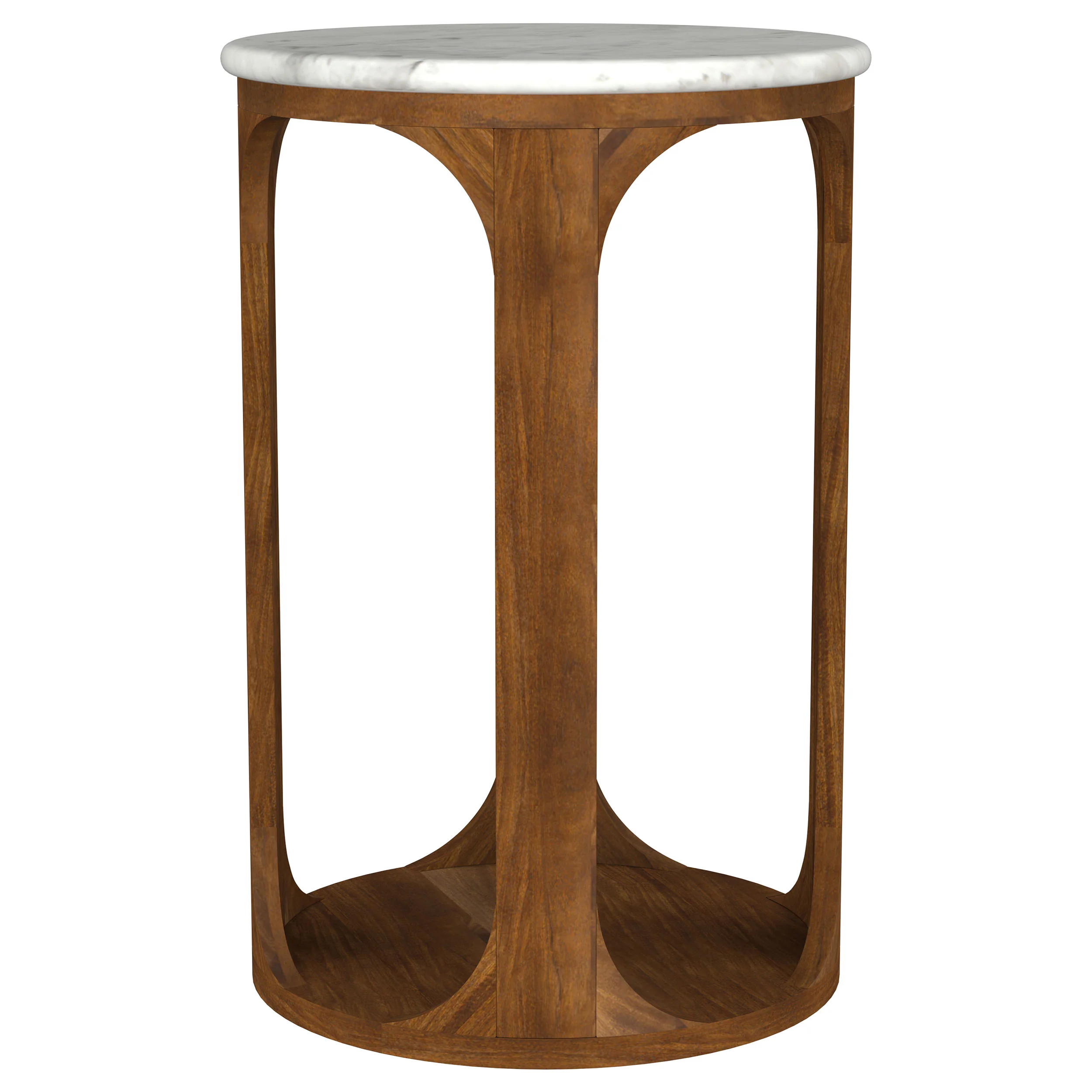 Berkeley Round Marble Top Side Table, White and Brown - Image 2