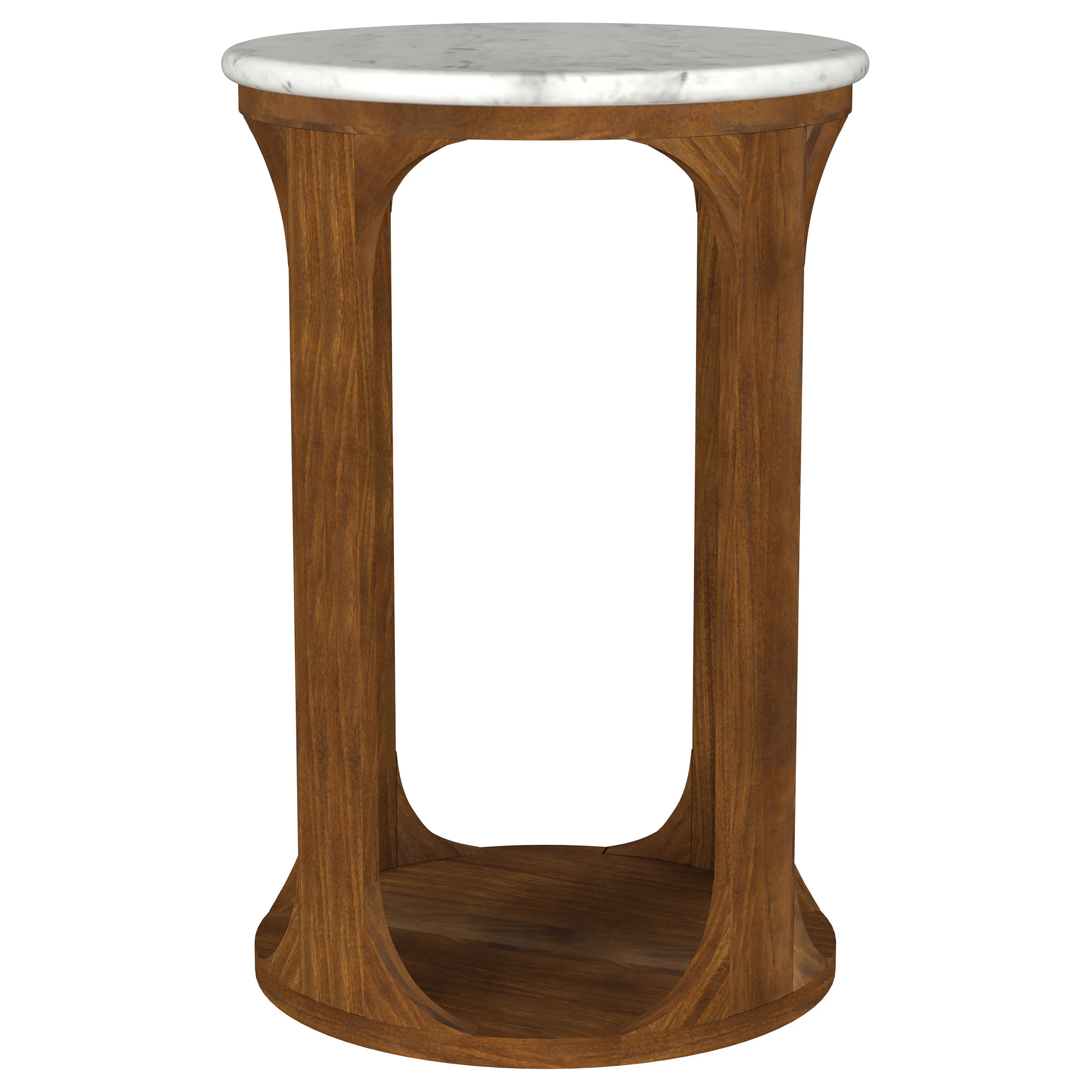 Berkeley Round Marble Top Side Table, White and Brown - Image 5