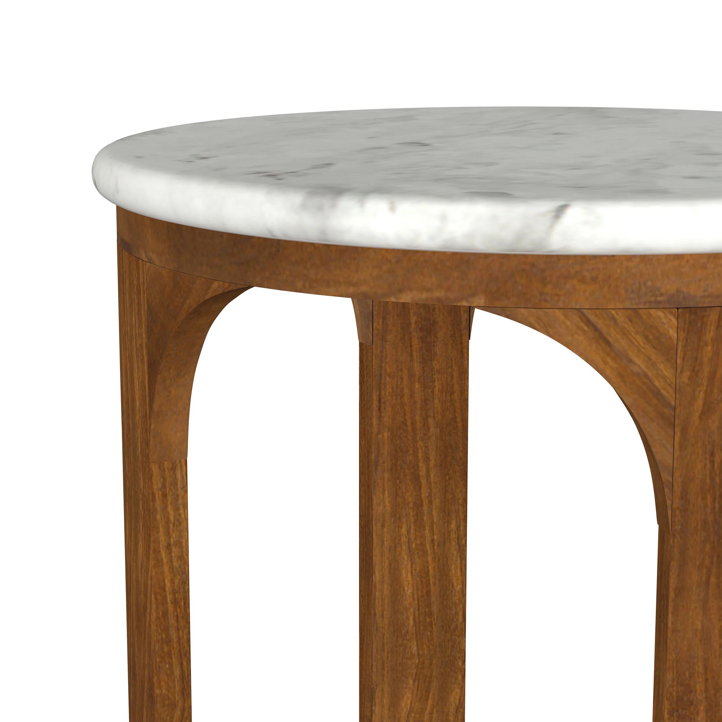 Berkeley Round Marble Top Side Table, White and Brown - Image 8