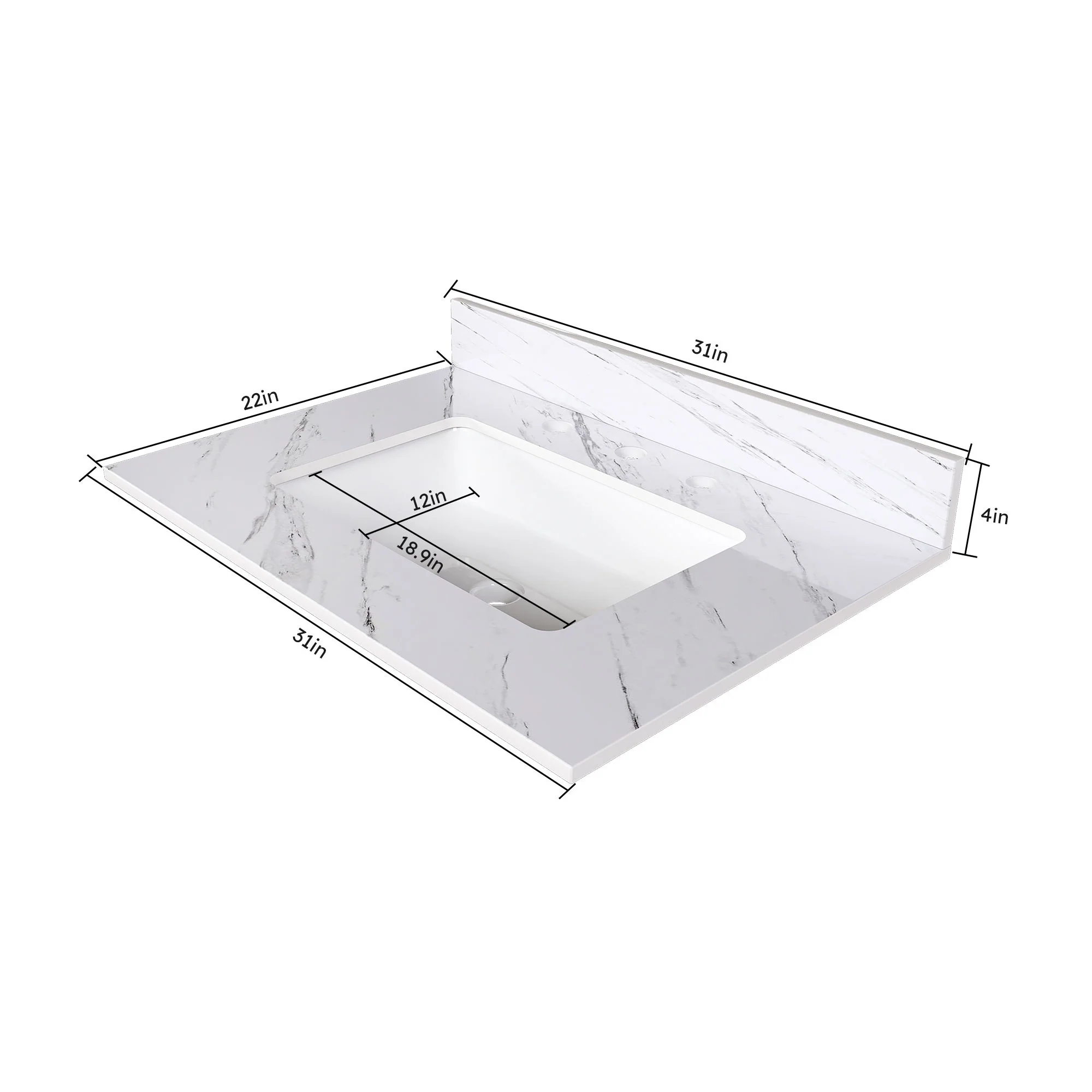 Bianco Carrara Venato Elegant Marble Vanity Top, Bathroom Vanity With Undermount Sink, Sintered Stone - Image 14