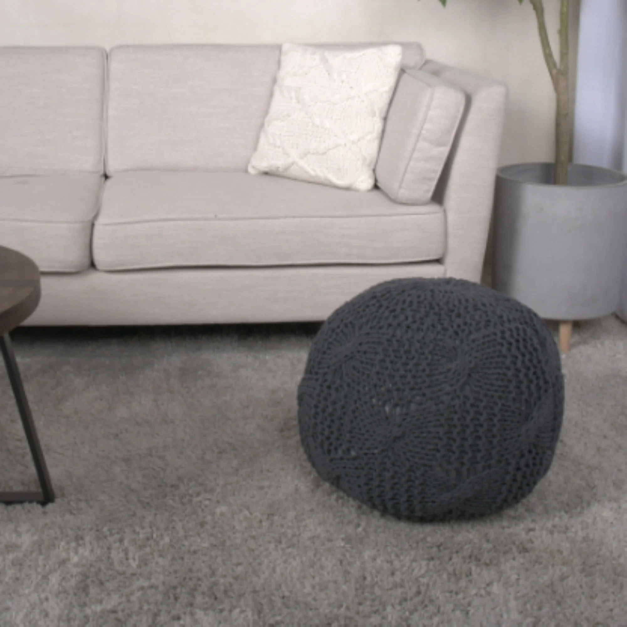 Bordeaux - Knitted Round Pouf - Image 8