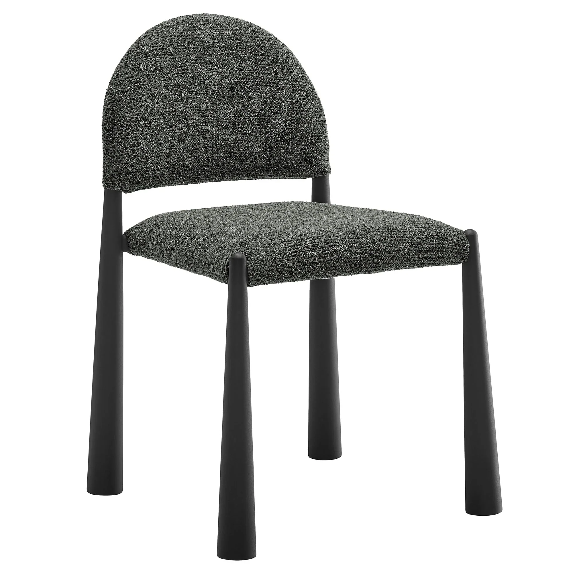 Bouclé-Style Upholstered Dining Side Chair with Tapered Metal Legs - Image 10