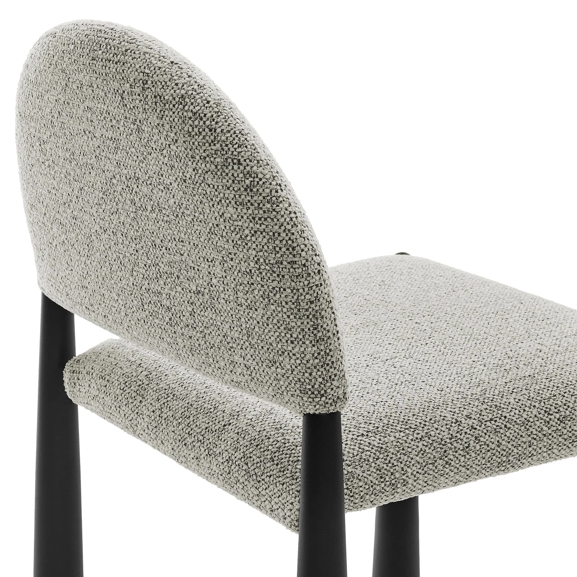 Bouclé-Style Upholstered Dining Side Chair with Tapered Metal Legs - Image 23