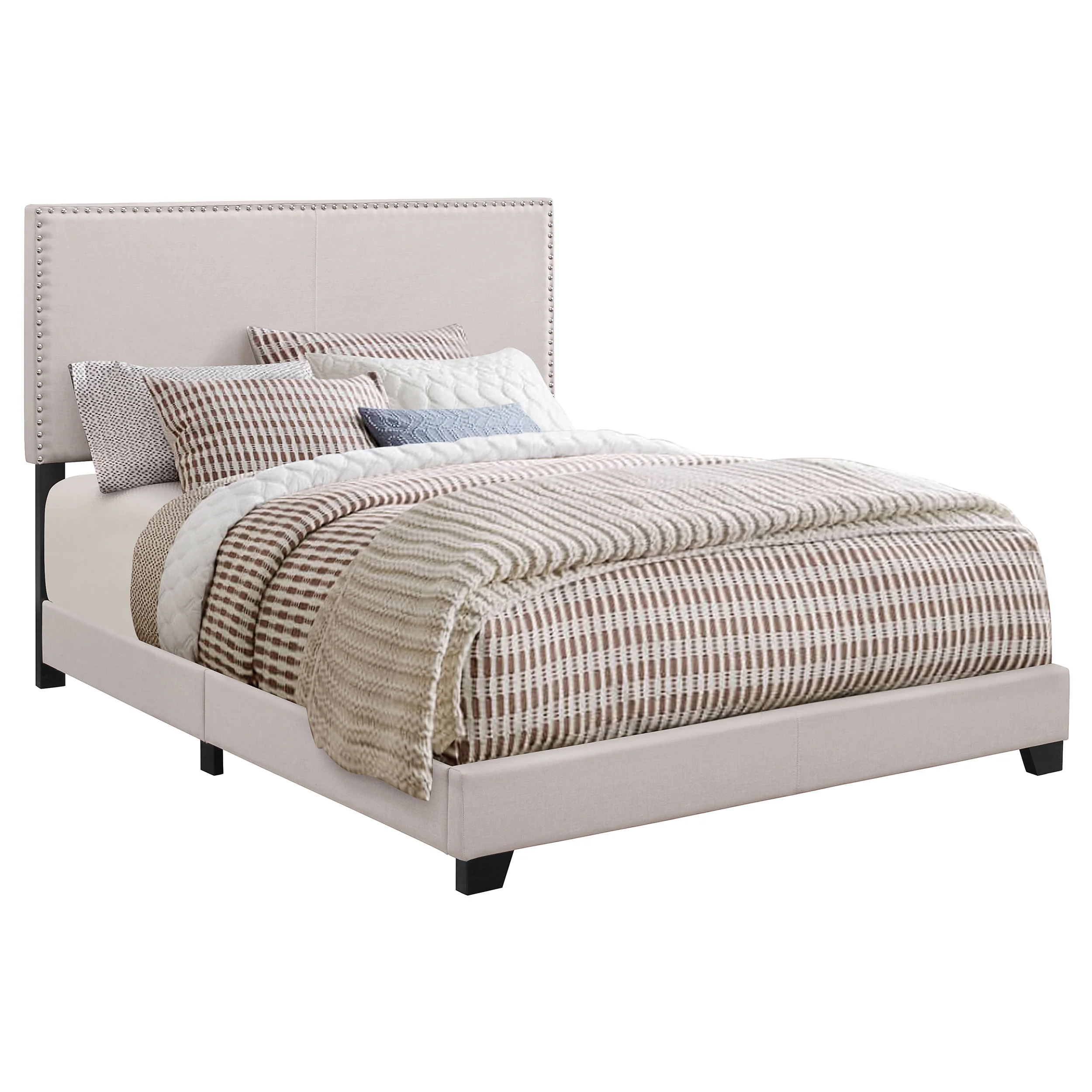 Boyd Upholstered Full Panel Bed in Ivory - Image 4