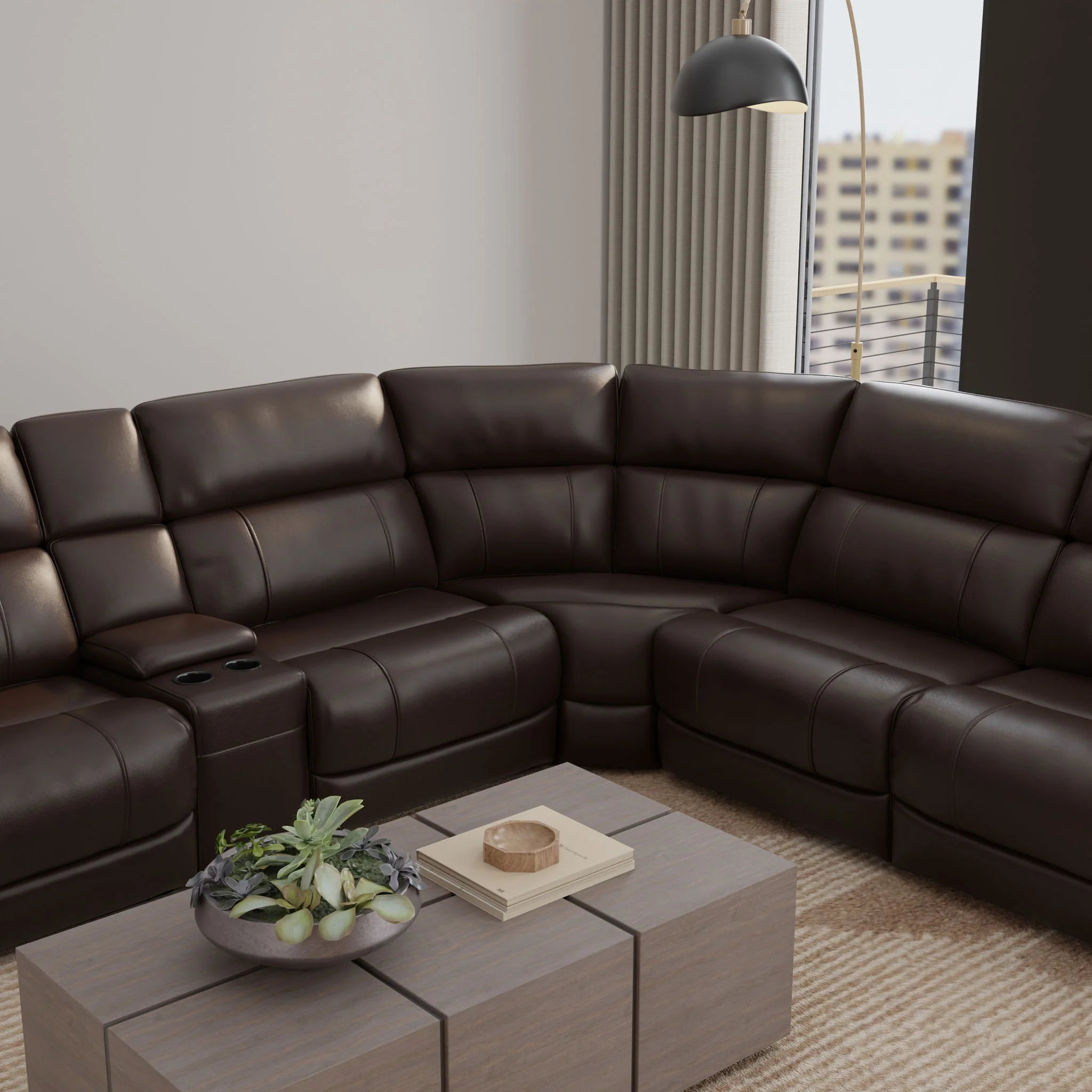 Brazil - Power Sectional With Adjustable Headrest & Footrest - Dark Brown - Image 6
