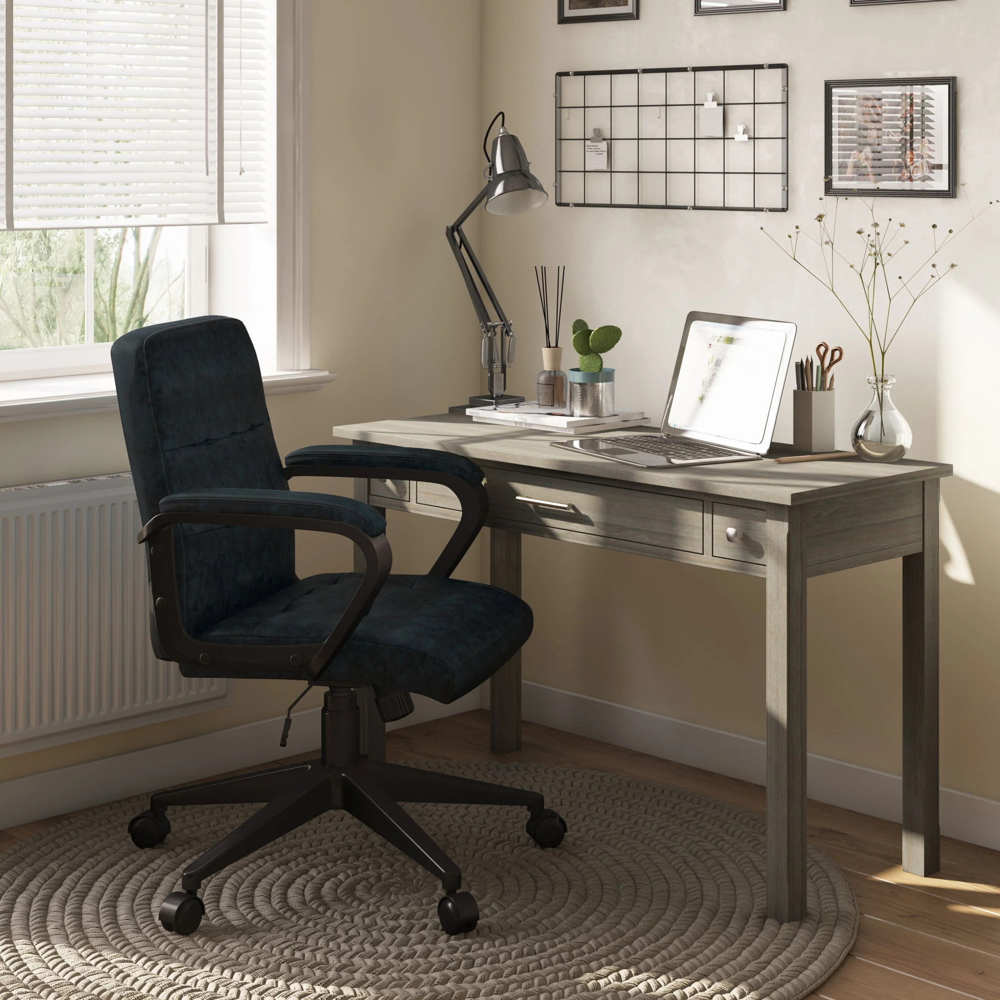 Brewer - Swivel Office Chair - Distressed Blue - Image 7