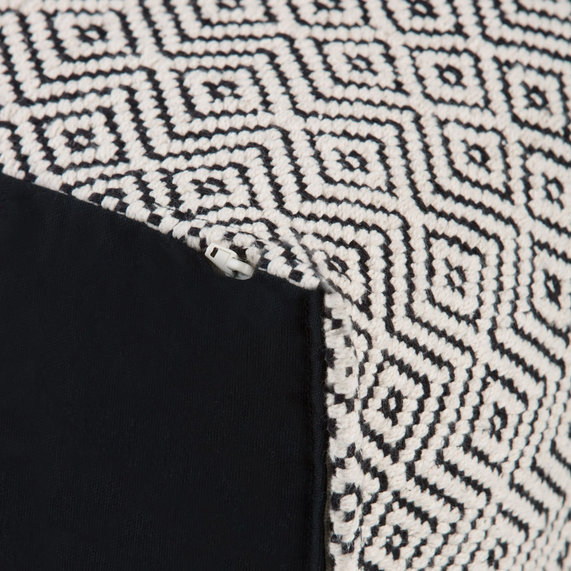 Brynn - Square Pouf - Patterned Black / Natural - Image 3