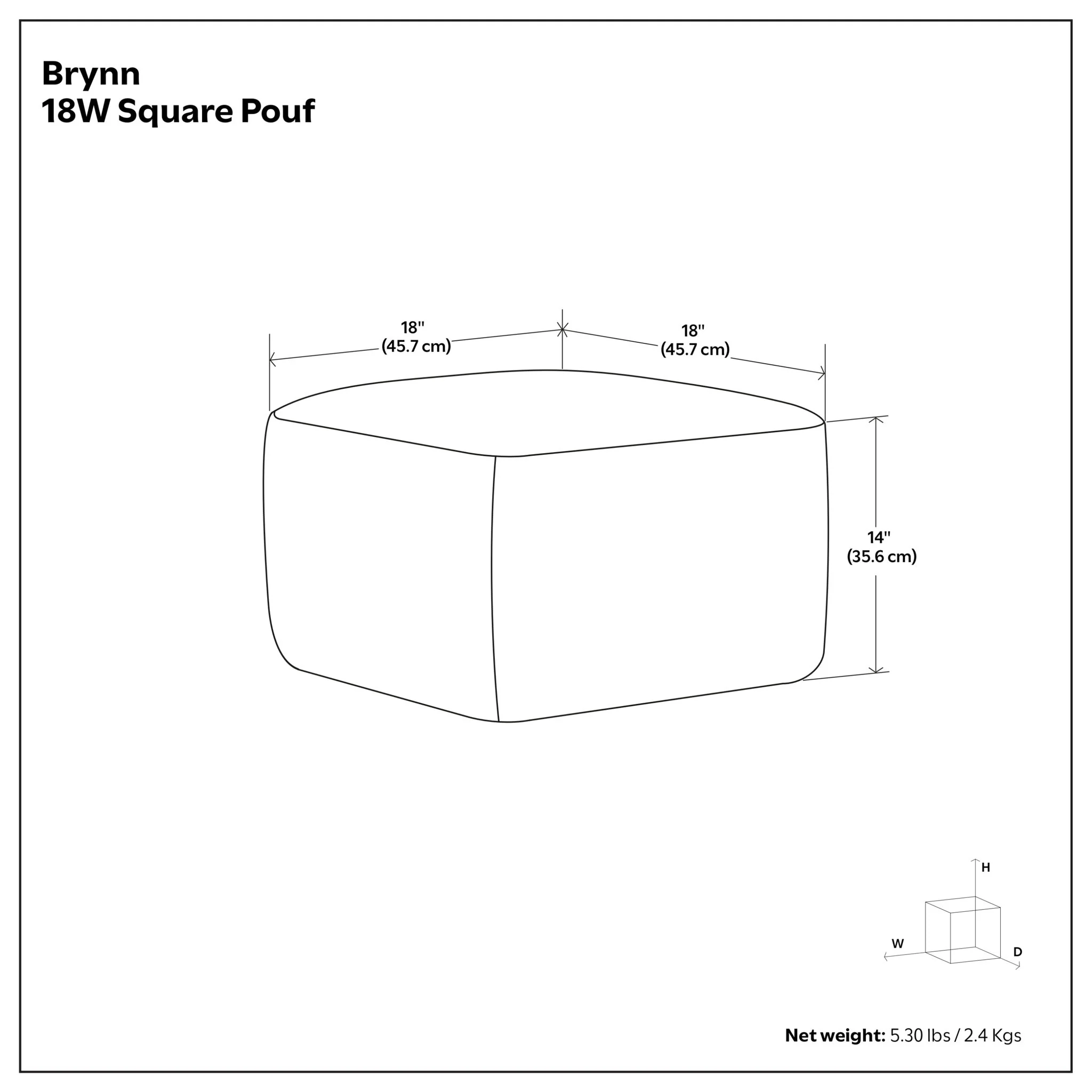 Brynn - Square Pouf - Patterned Black / Natural - Image 5