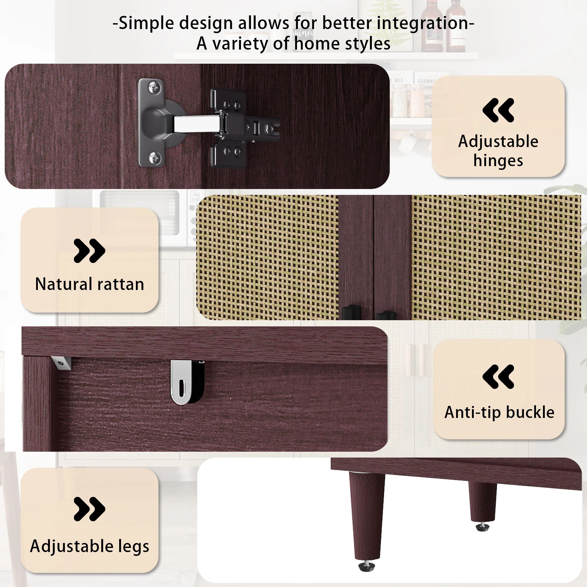 Buffet Cabinet With Adjustable Shelves For Kitchen - Image 16