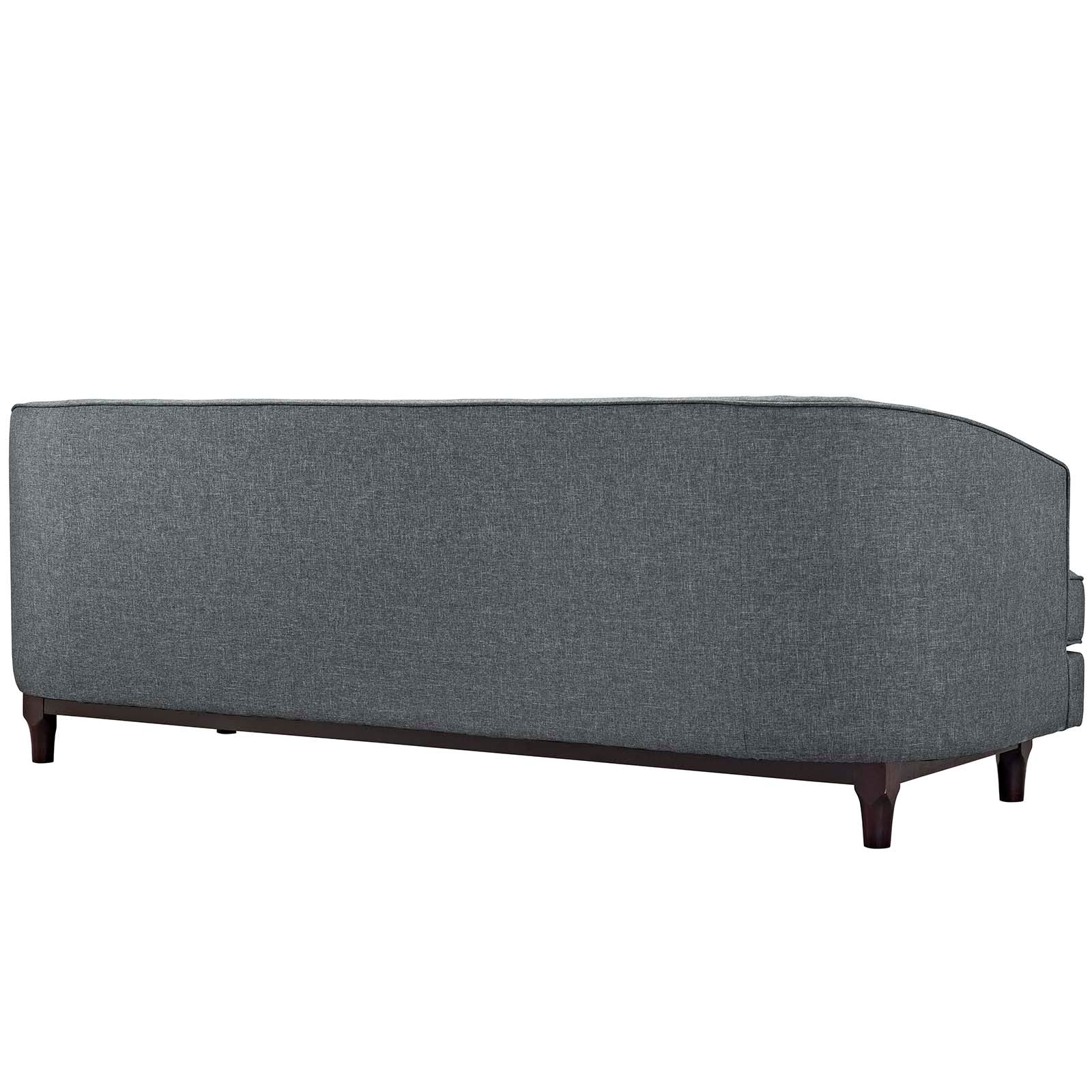 Button-Tufted Fabric Sofa with Walnut Stained Legs - Image 2