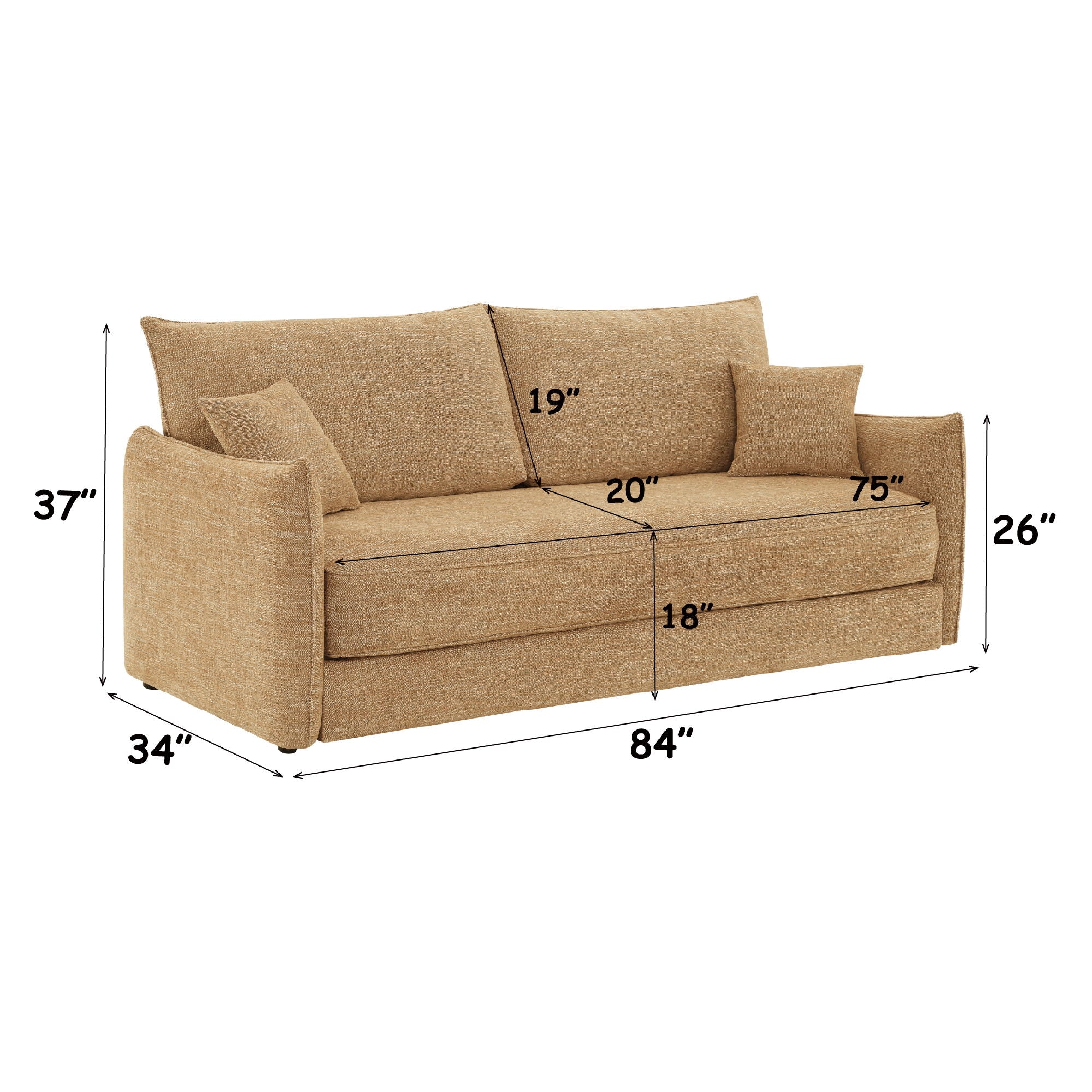Cadie - Sofa With 2 Pillows - Mocha - Image 5