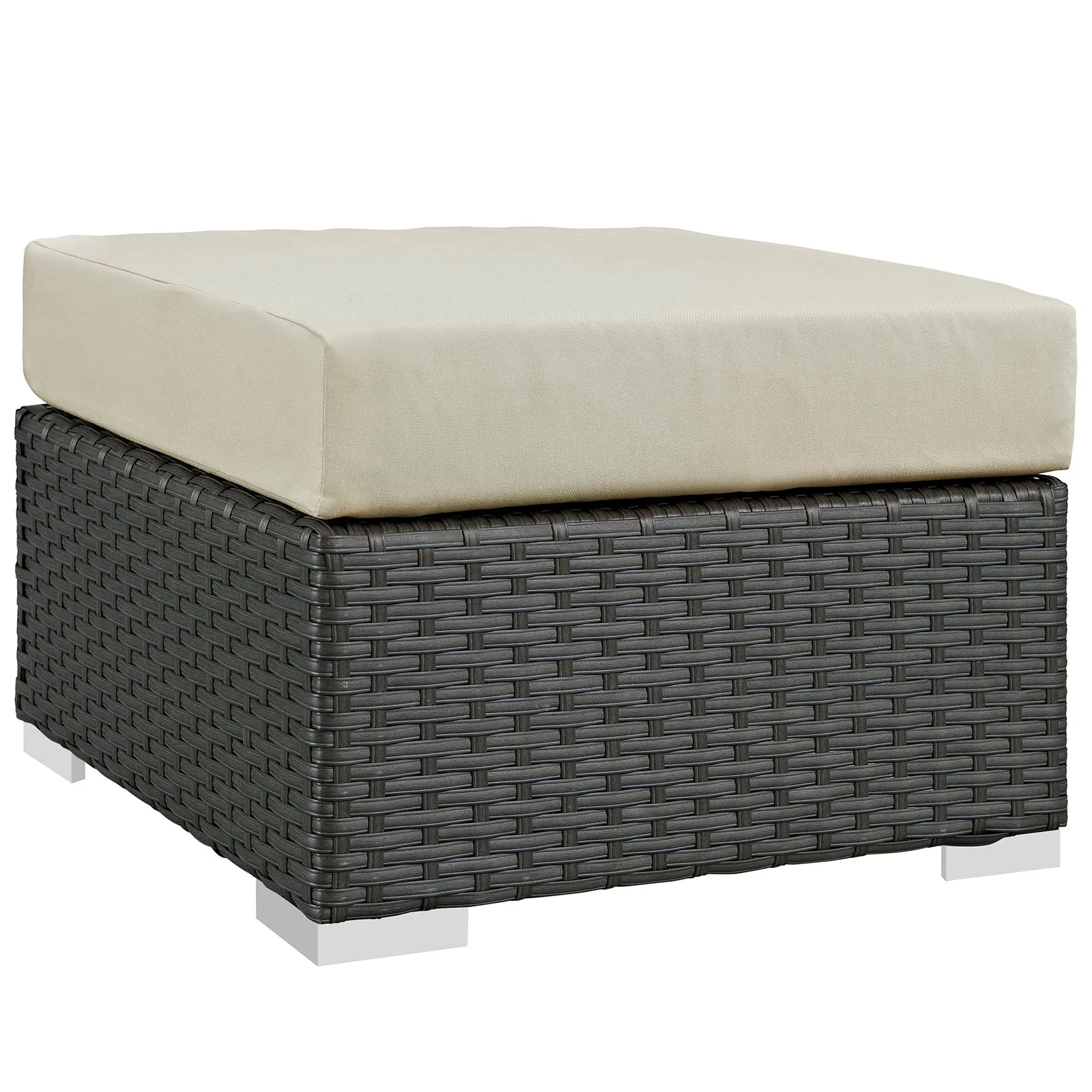 Canvas Outdoor Patio Wicker Ottoman - Comfortable Weather-Resistant Patio Footstool - Image 16