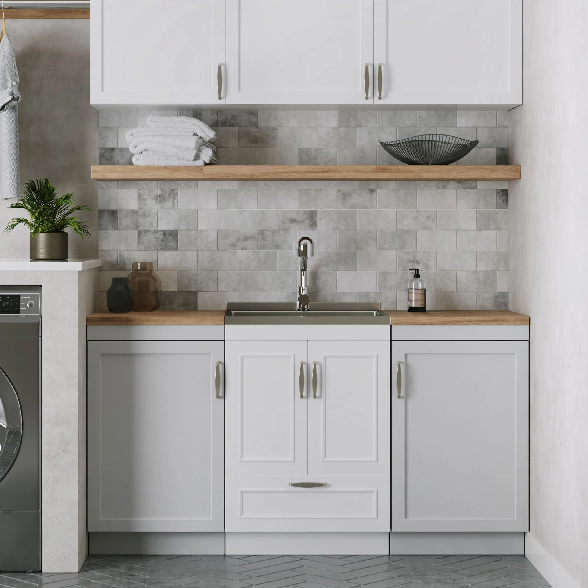 Cardinal - Laundry Cabinet With Faucet And Sink - White - Wood - Image 6