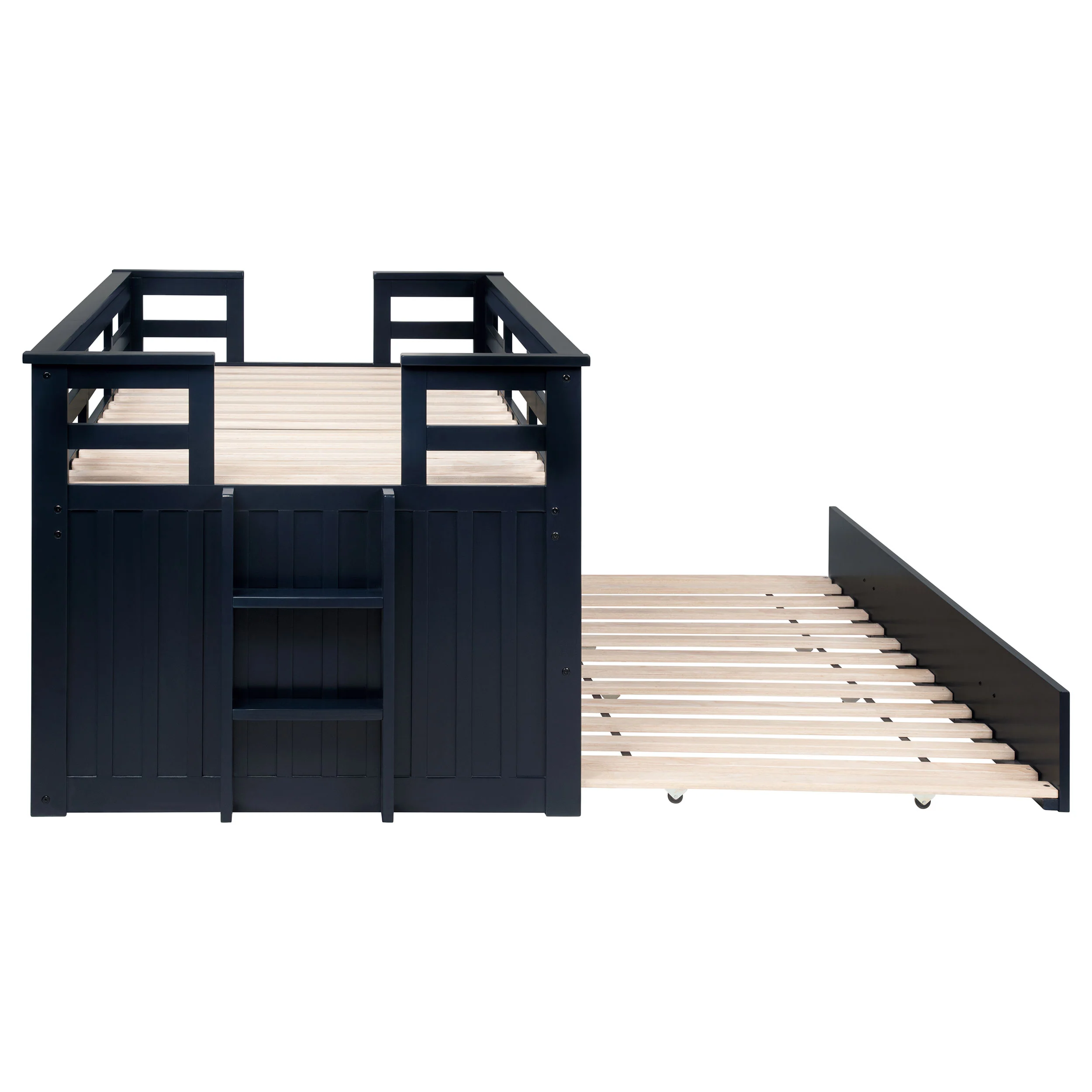 Carlsbad Wood Twin Captains Bed with Trundle, Navy Blue - Image 15