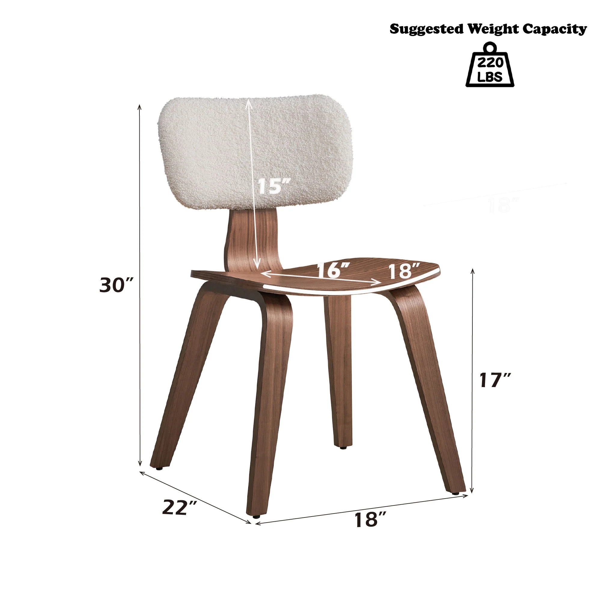 Casson - Boucle 7 Walnut Side Chair (Set of 2) - White / Walnut - Image 3
