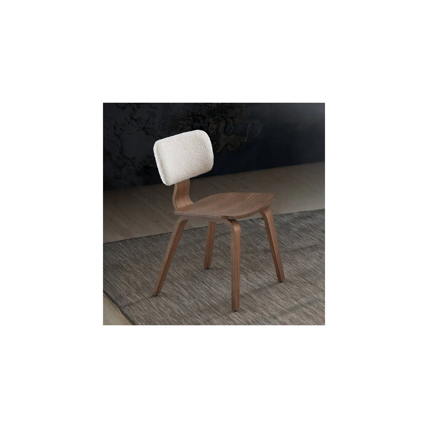 Casson - Boucle 7 Walnut Side Chair (Set of 2) - White / Walnut - Image 7