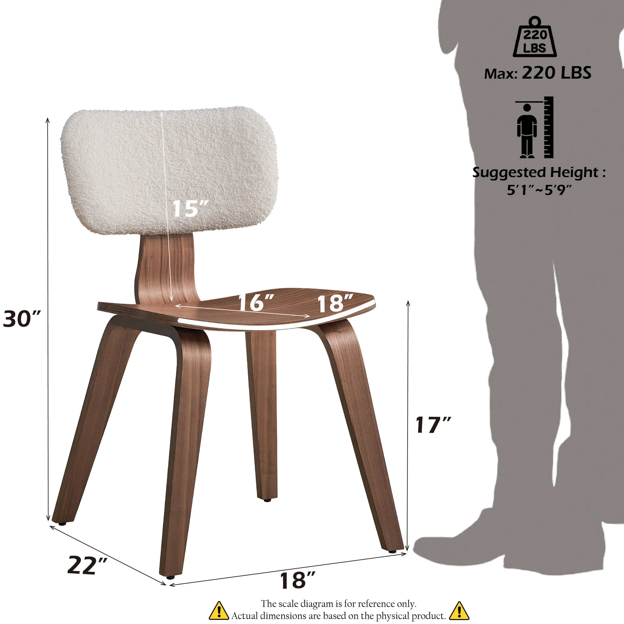 Casson - Boucle 7 Walnut Side Chair (Set of 2) - White / Walnut - Image 9