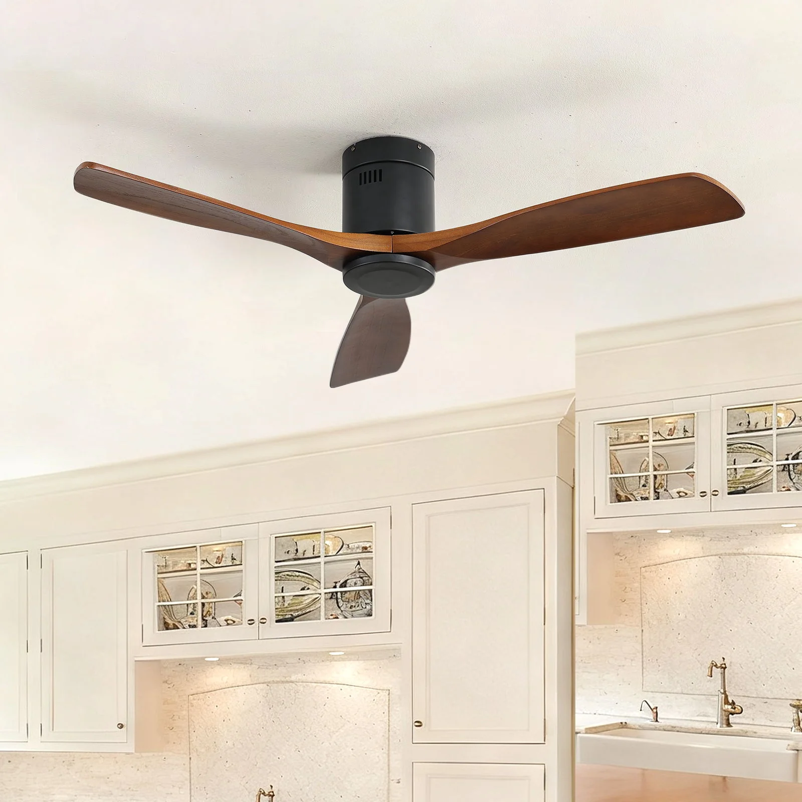 Ceiling Fan With 3 Solid Blades, Remote Controlled Reversible DC Motor - Black - Image 6