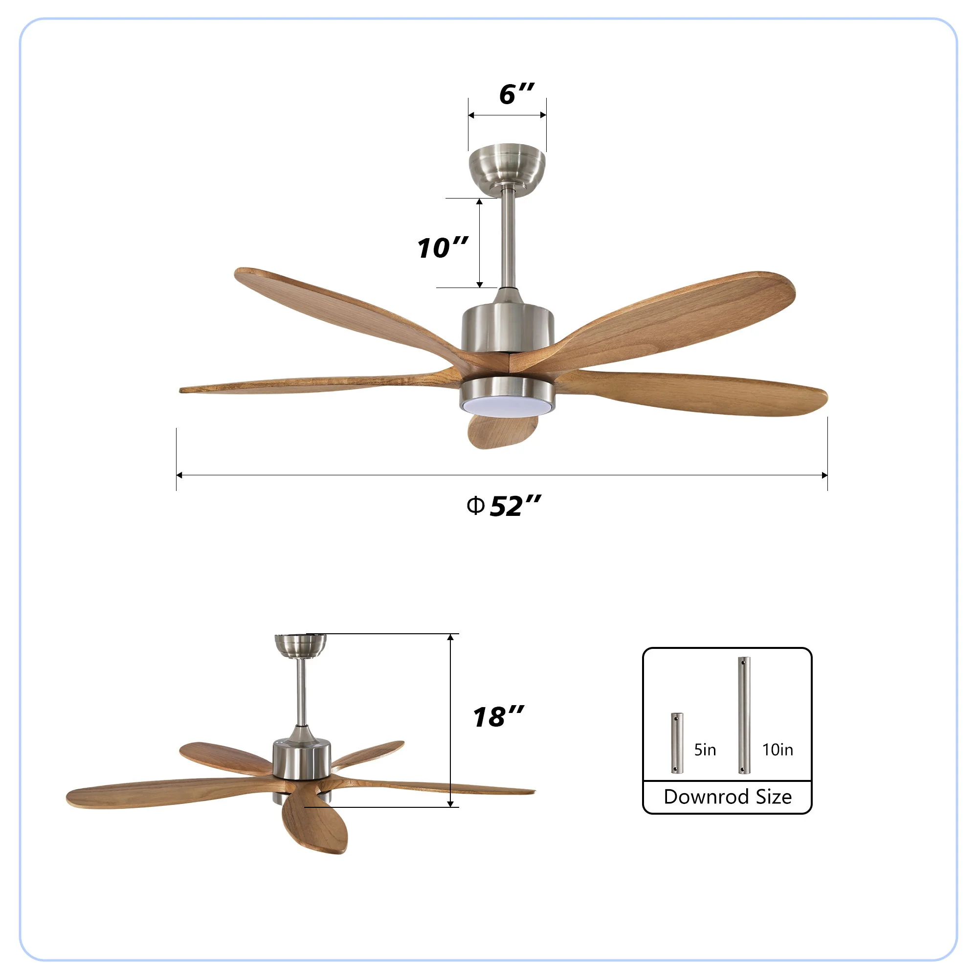 Ceiling Fan With Lights Quiet DC Motor Ceiling Fans 6 Speed Levels - Nickel - Image 5