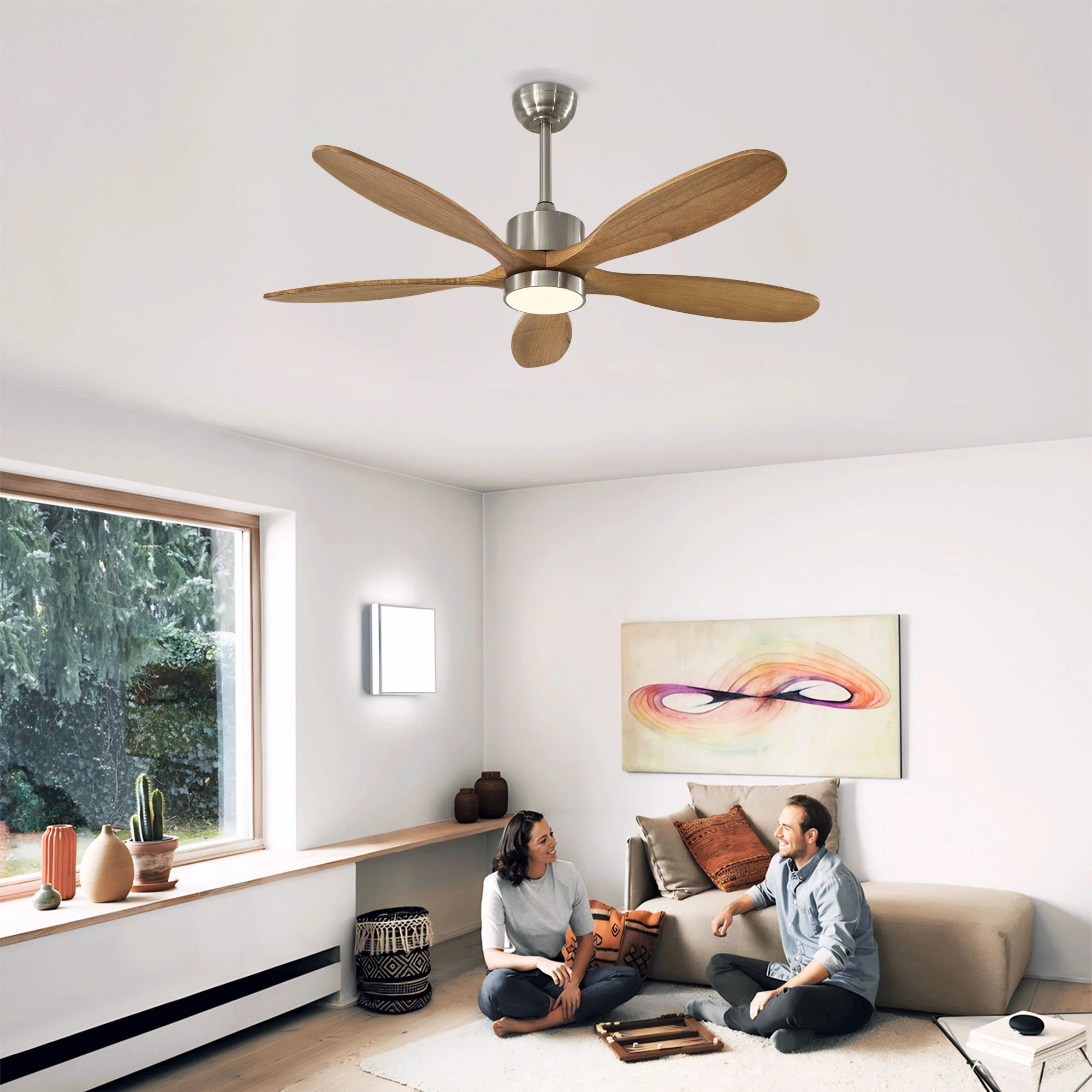 Ceiling Fan With Lights Quiet DC Motor Ceiling Fans 6 Speed Levels - Nickel - Image 8