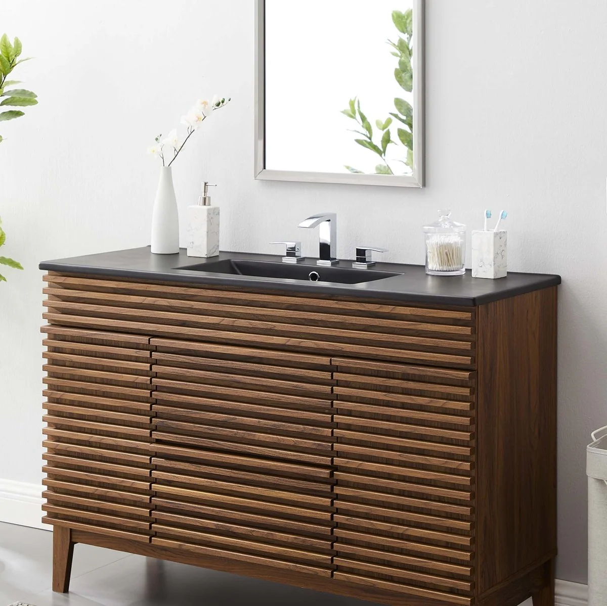Ceramic Bathroom Sink – Rectangular Basin with Countertop, Available Single or Double - Image 34