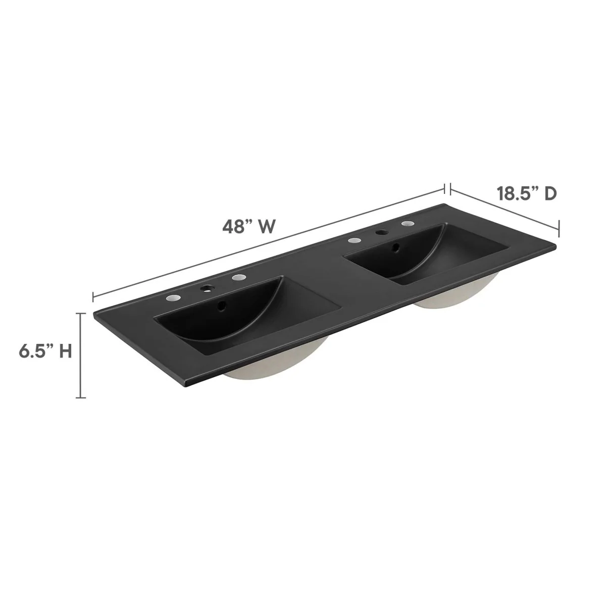 Ceramic Bathroom Sink – Rectangular Basin with Countertop, Available Single or Double - Image 37