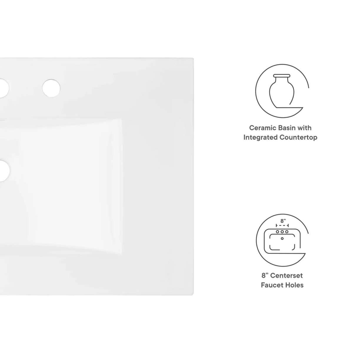 Ceramic Bathroom Sink – Rectangular Basin with Countertop, Available Single or Double - Image 41