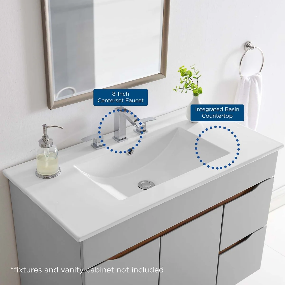 Ceramic Bathroom Sink – Rectangular Basin with Countertop, Available Single or Double - Image 46