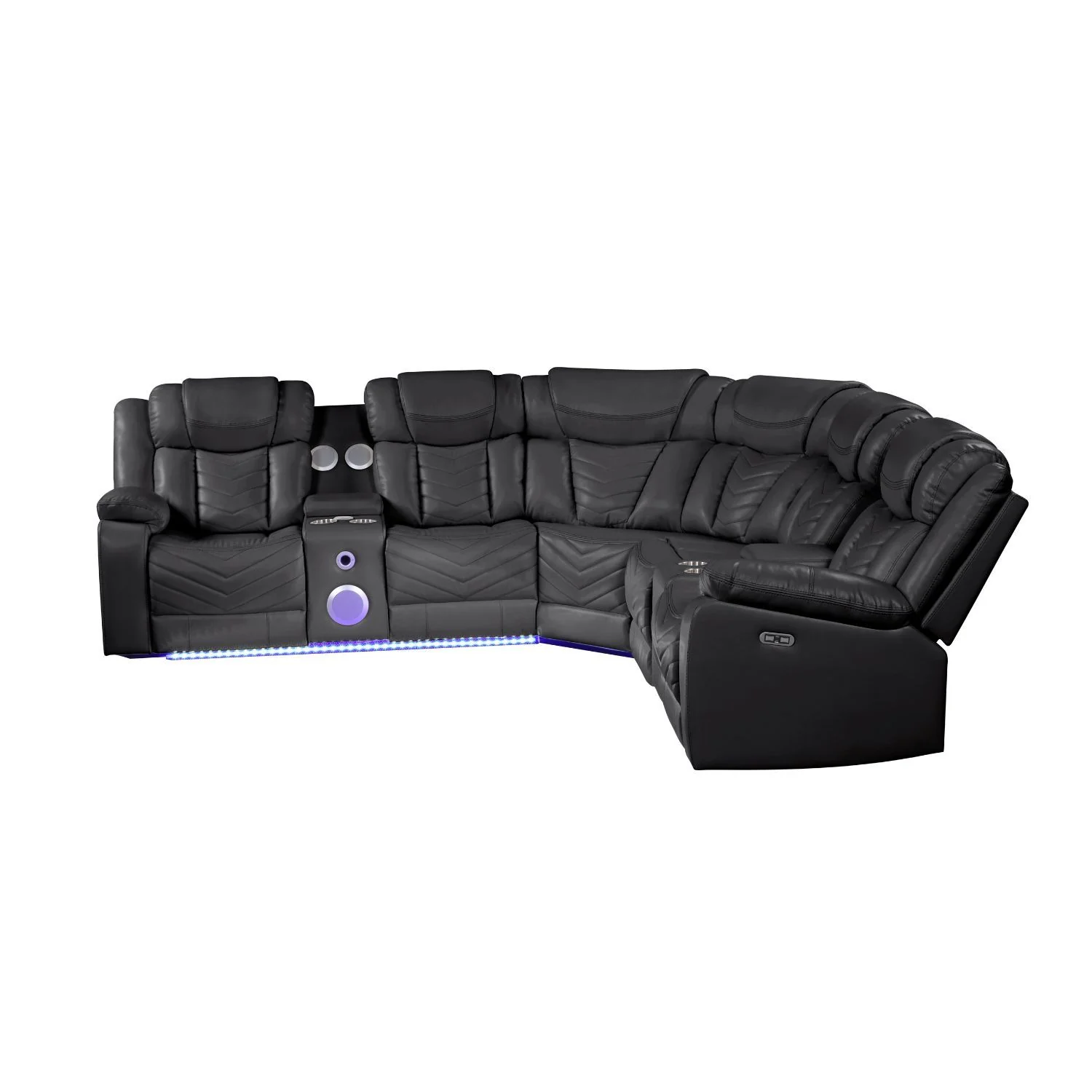 Challenger - Recliner Sectional Sofa, Built In USB, C Ports & Bluetooth - Image 14