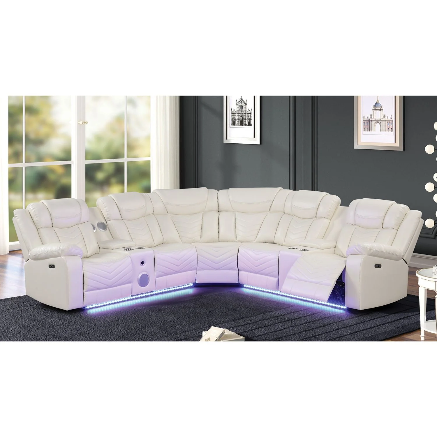 Challenger - Recliner Sectional Sofa, Built In USB, C Ports & Bluetooth - Image 16